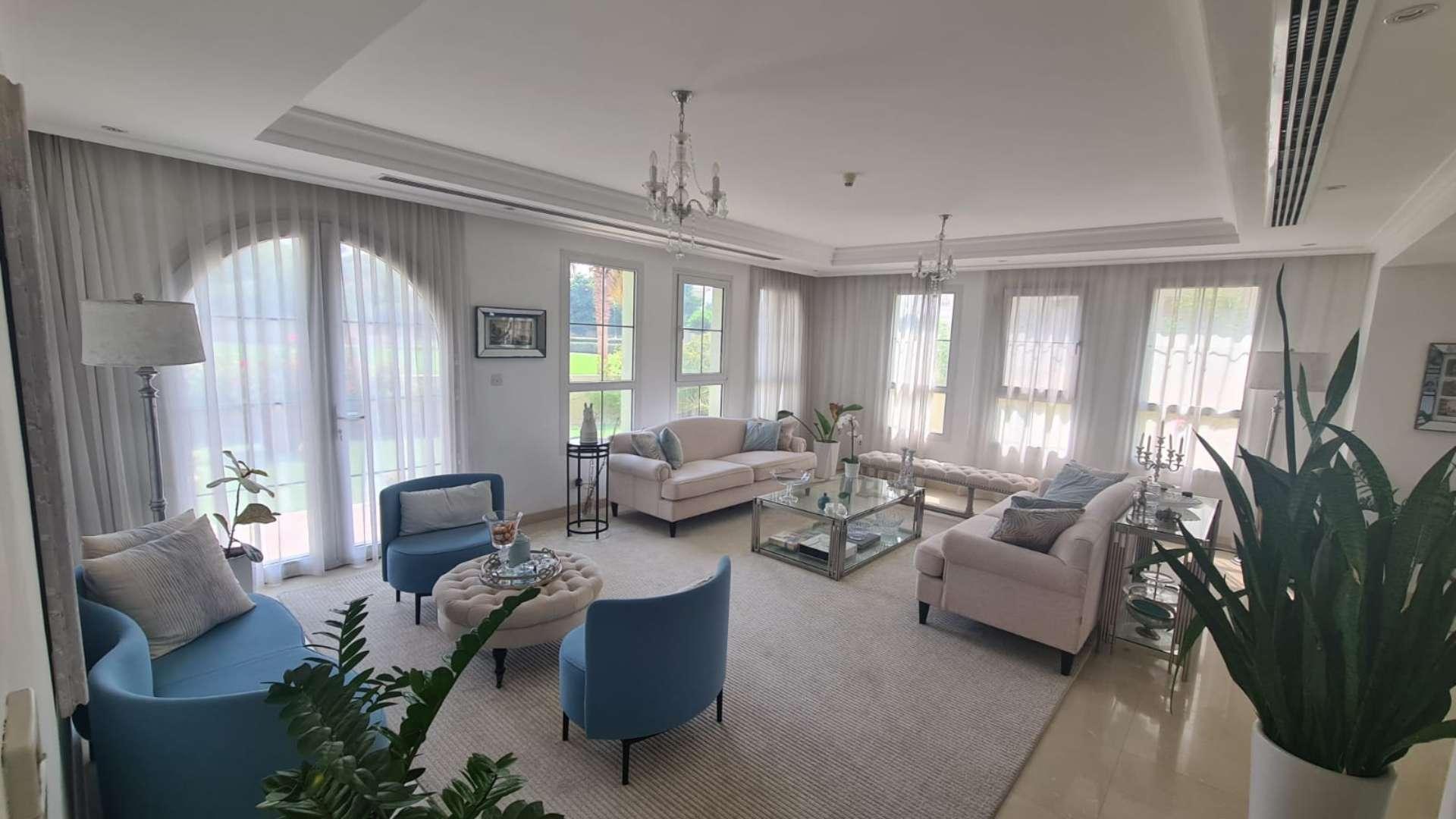 Stunning 5-bed villa exterior with garden, Jumeirah Golf Estates, Earth community