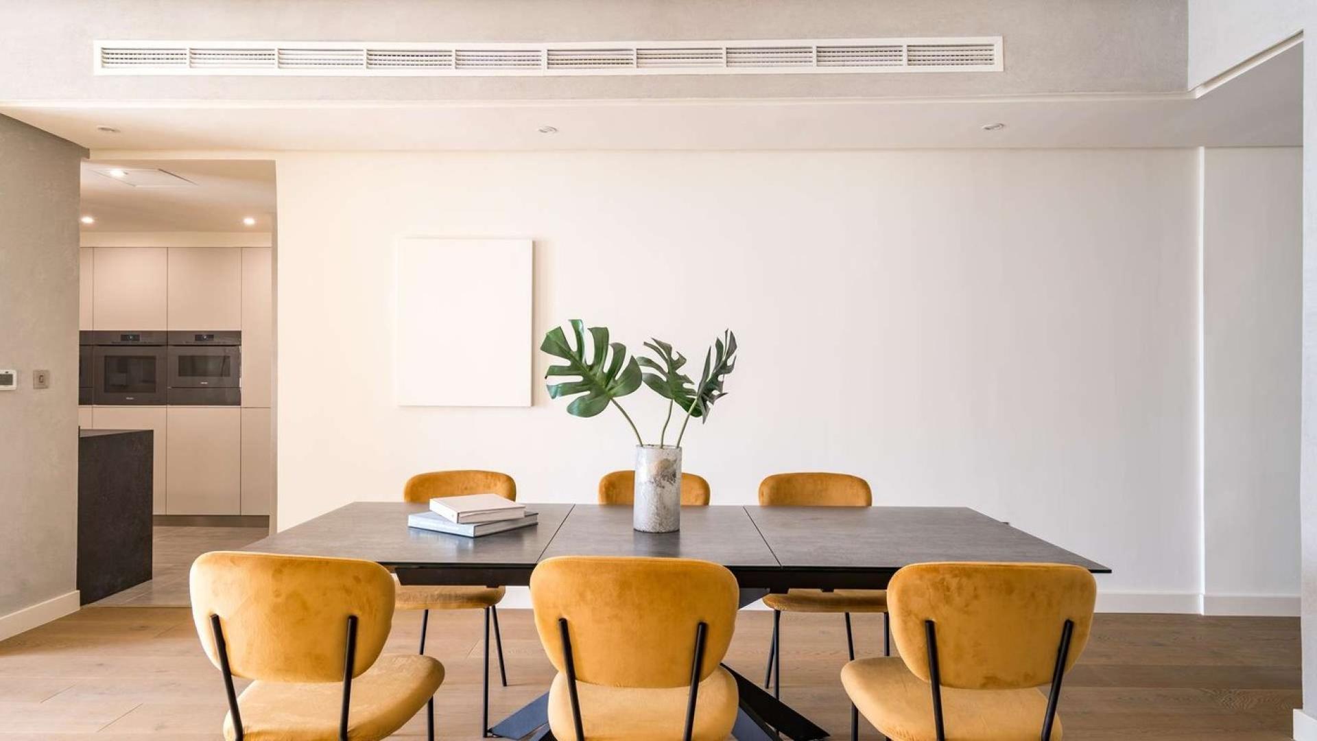 Modern living area in 5-bedroom JBR penthouse, featuring stylish furniture and open layout