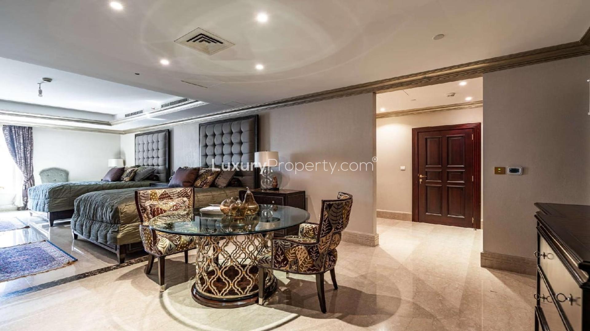 Luxurious living room in JBR penthouse, elegant decor, spacious seating area, Murjan community