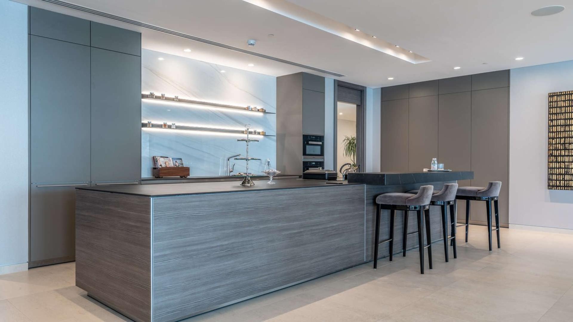 Luxurious living room with ocean view in Palm Jumeirah penthouse at W Residences