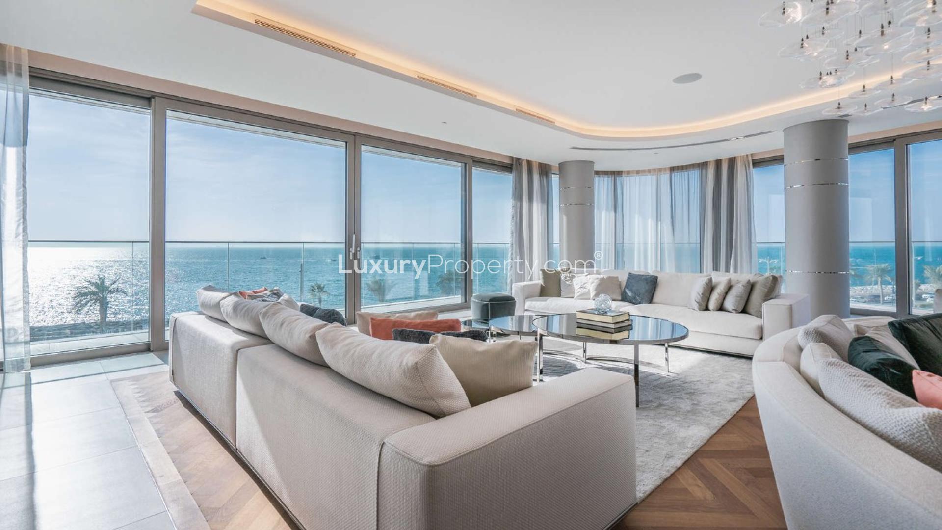 Luxurious penthouse living room with sea view at W Residences, Palm Jumeirah