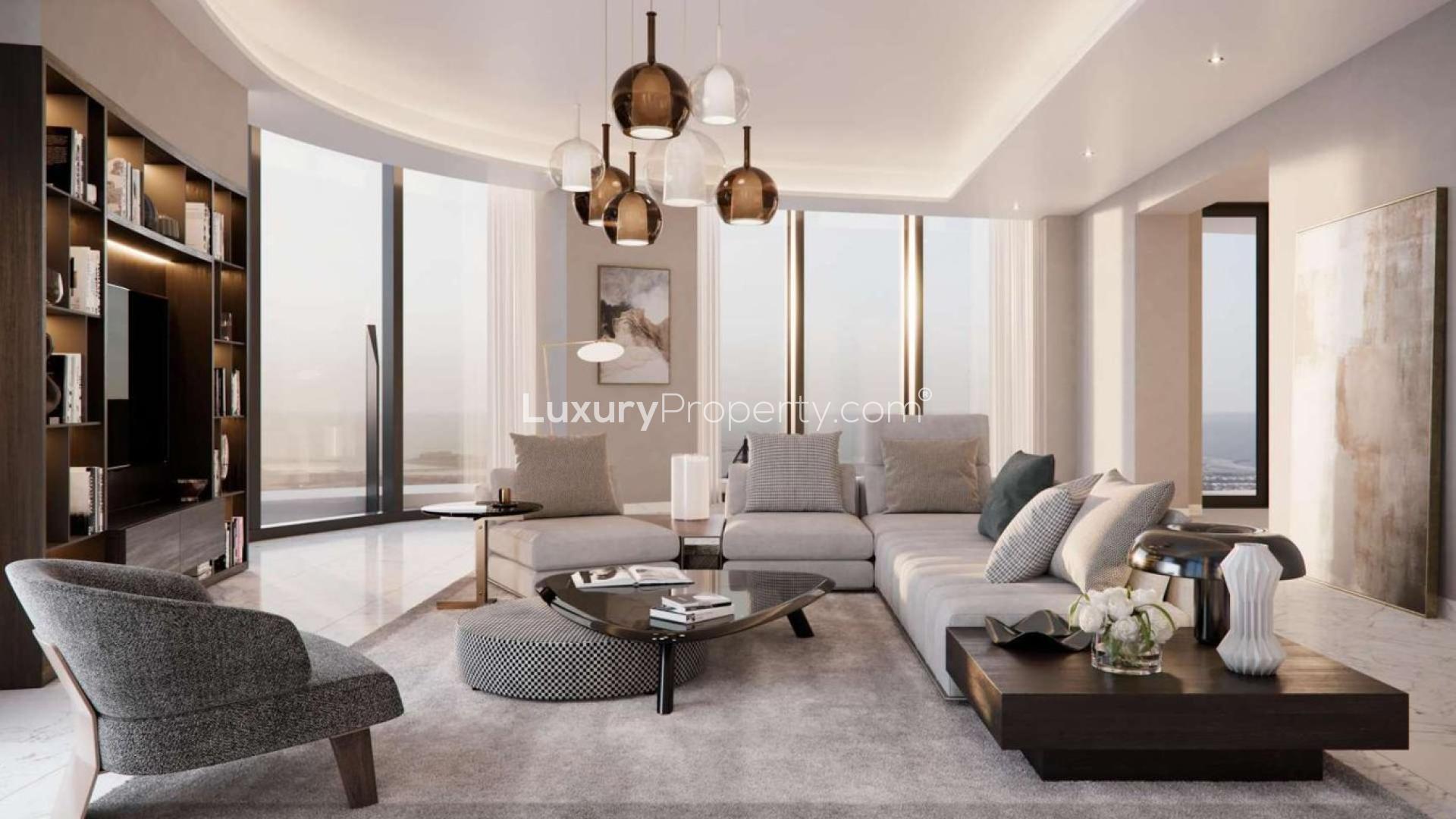 Luxurious penthouse living room with modern decor, Downtown Dubai, Opera District