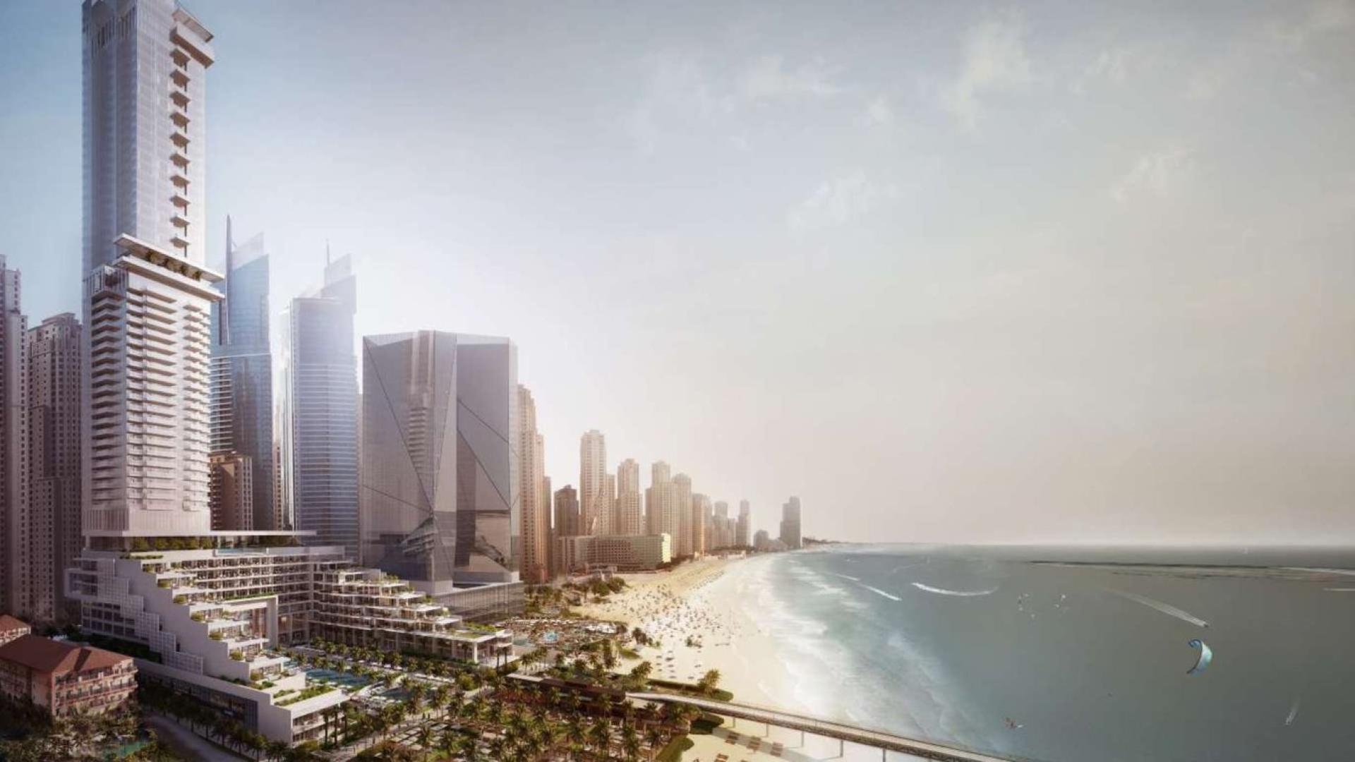 Luxurious studio apartment interior with modern decor in Five JBR, Jumeirah Beach Residence