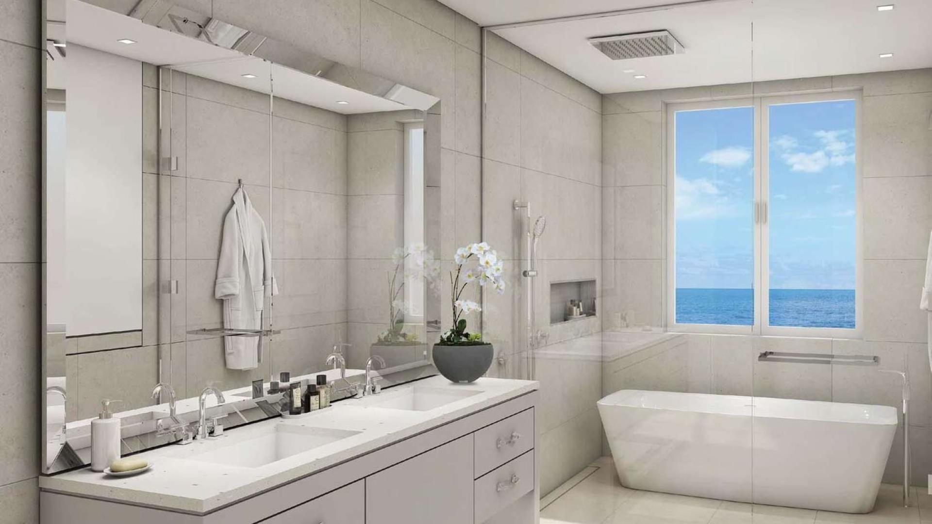 Luxurious living room in three-bedroom townhouse, Sur La Mer, Jumeirah, with ocean view