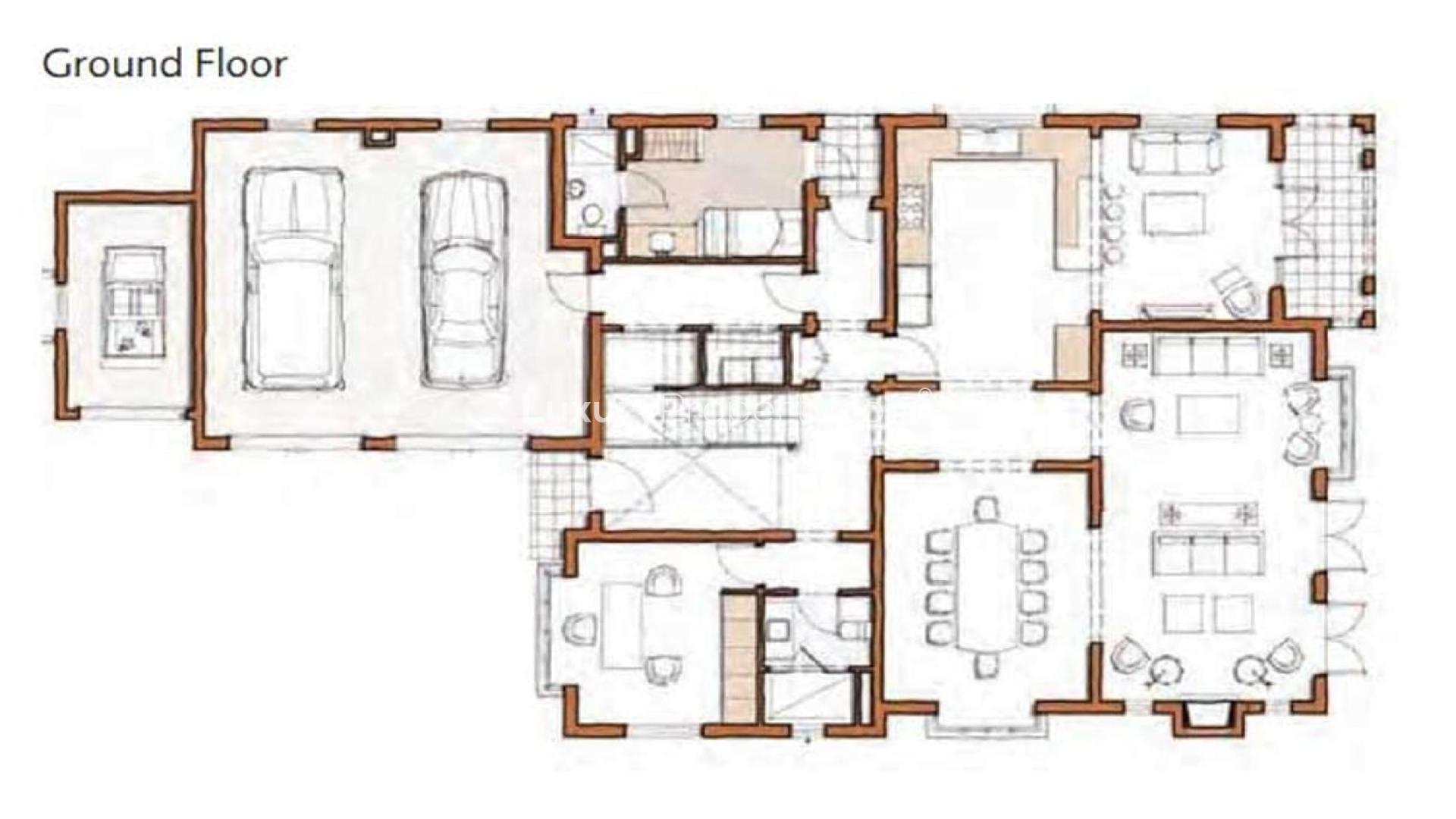 Luxury villa with pool in Jumeirah Golf Estates Fire community, Oakmont type home