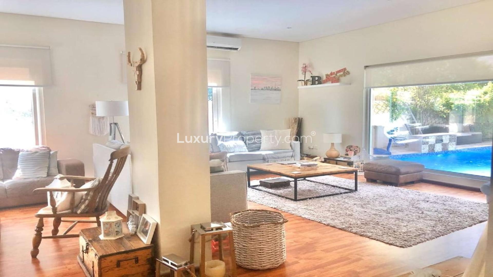 Bright, modern living room in upgraded Victory Heights villa, Dubai Sports City