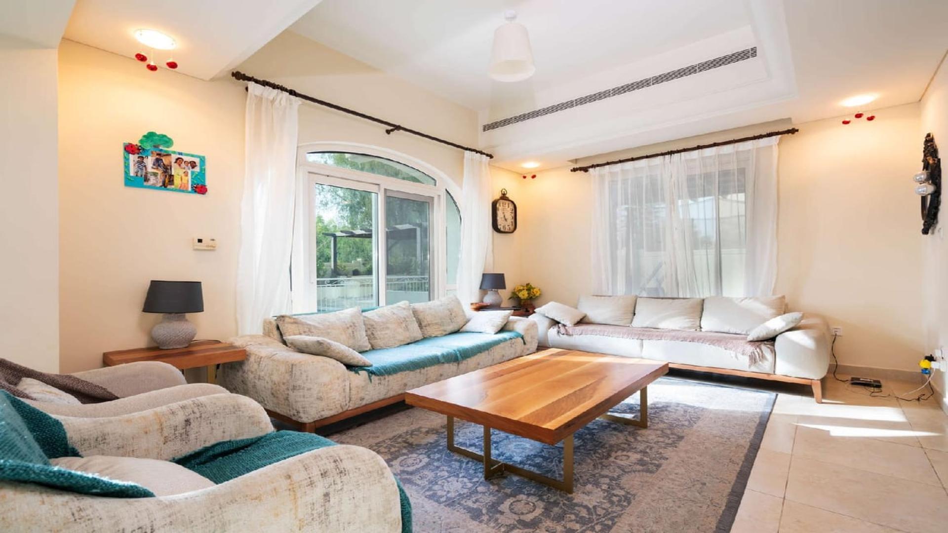 Bright living room in 5-bedroom villa for rent, Victory Heights, Dubai Sports City