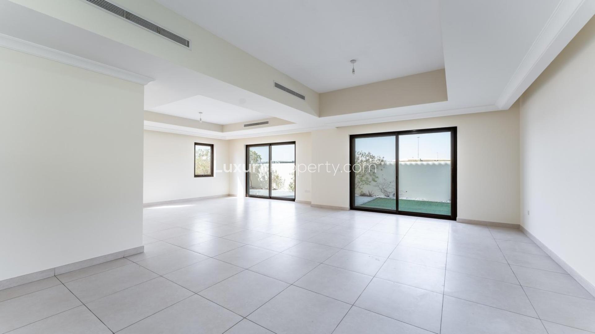 Exterior view of palatial 5-bedroom villa in Arabian Ranches 2, Palma community for rent