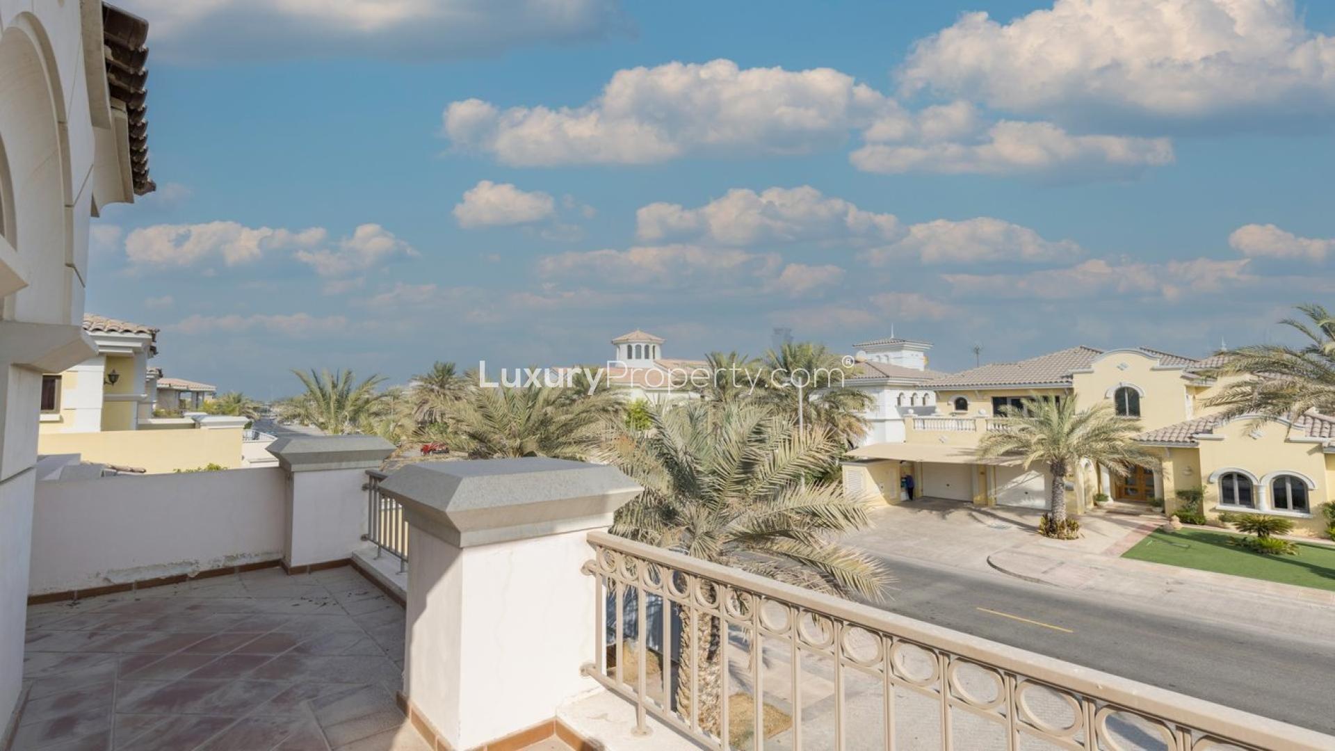 Palm Jumeirah villa with beach view, located in Garden Homes community, available for rent