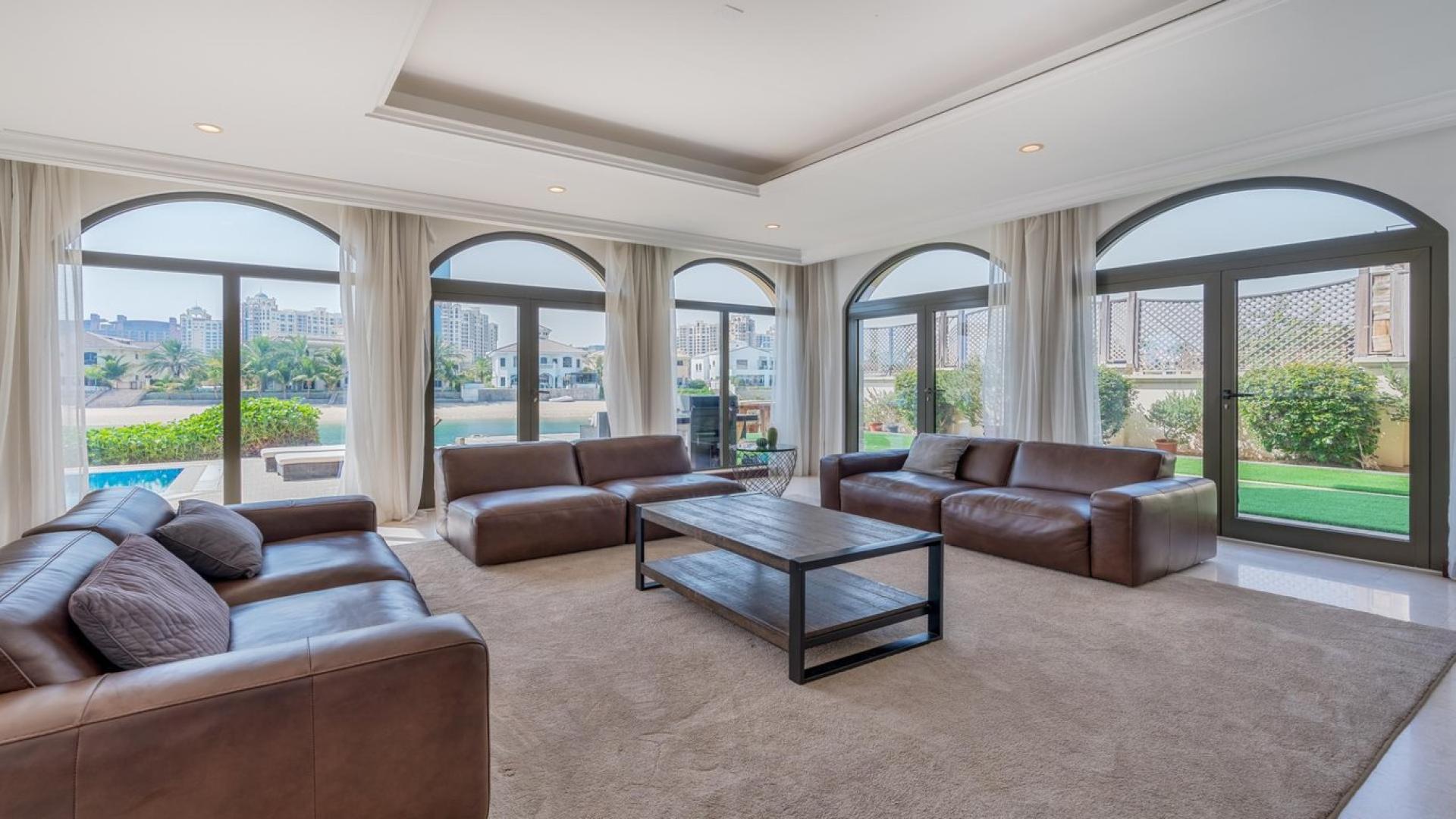 Private pool view from 3-story villa in Palm Jumeirah, Frond C, Garden Homes