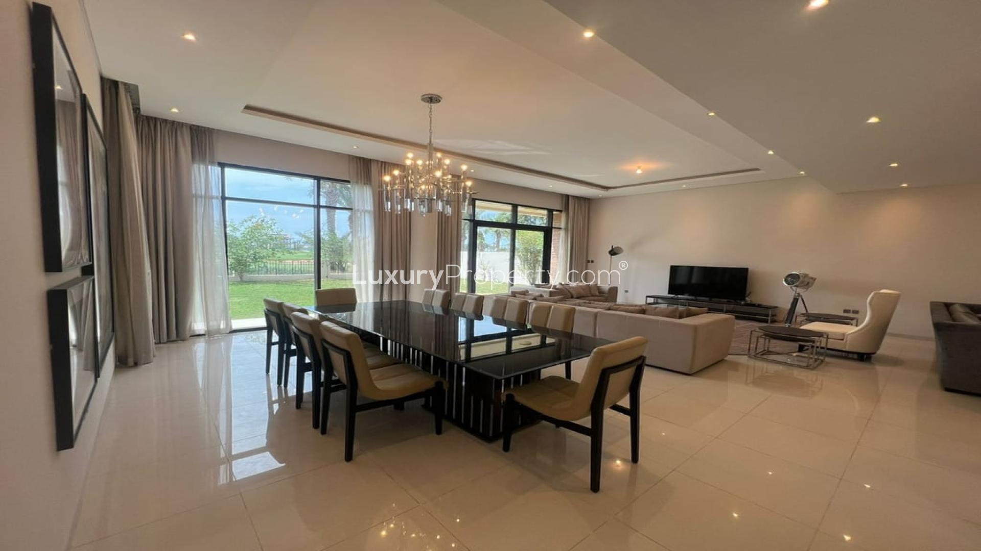 Modern kitchen in 5-bedroom villa for rent, Damac Hills, The Turf community