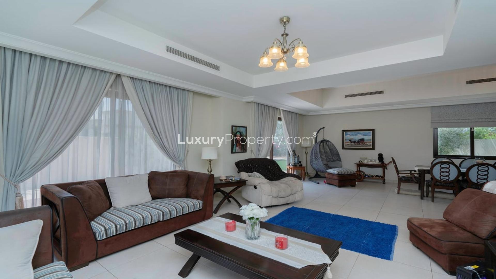 Living room in Palma villa, Arabian Ranches 2, with elegant decor and natural light