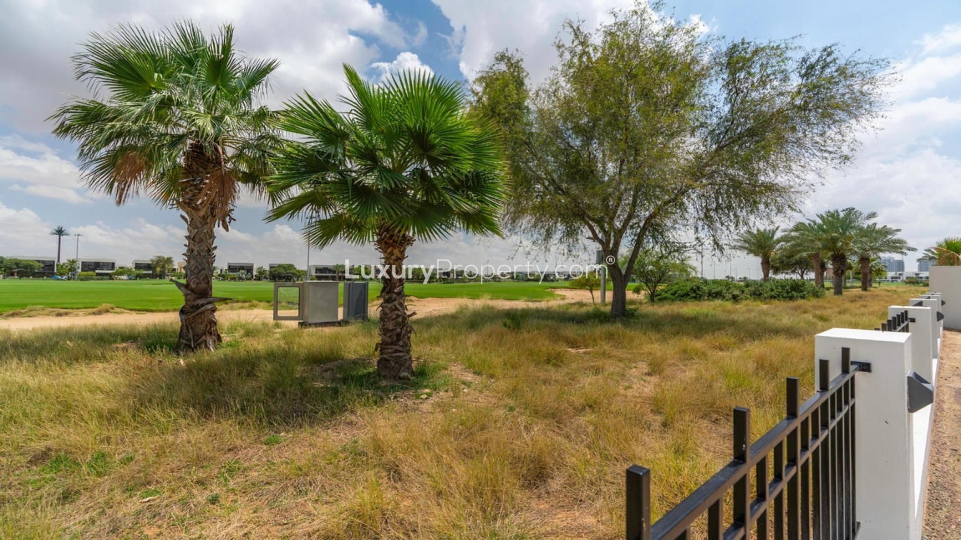 Rooftop terrace with golf course view in Damac Hills Trevi villa for rent