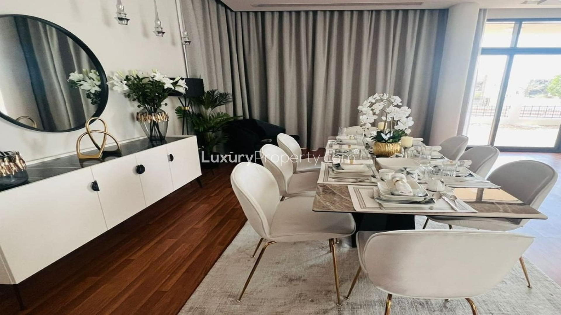 Luxurious dining area in fully furnished 5-bedroom villa, Picadilly Green, Damac Hills