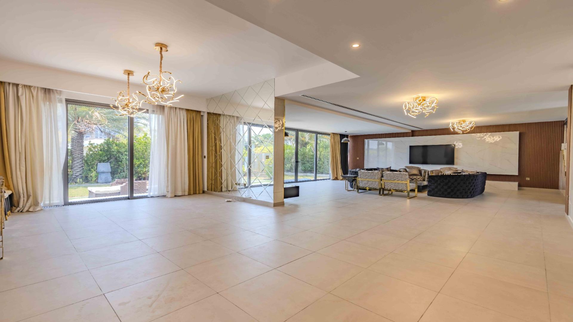 Luxurious furnished living room in Sidra Villas, Dubai Hills Estate, featuring modern decor