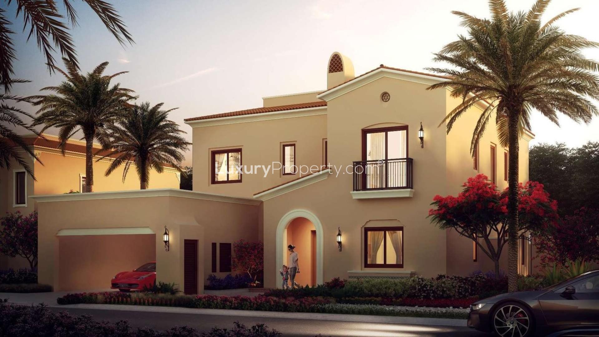 Modern five-bedroom villa with palm trees, La Quinta, Dubai Land, for sale