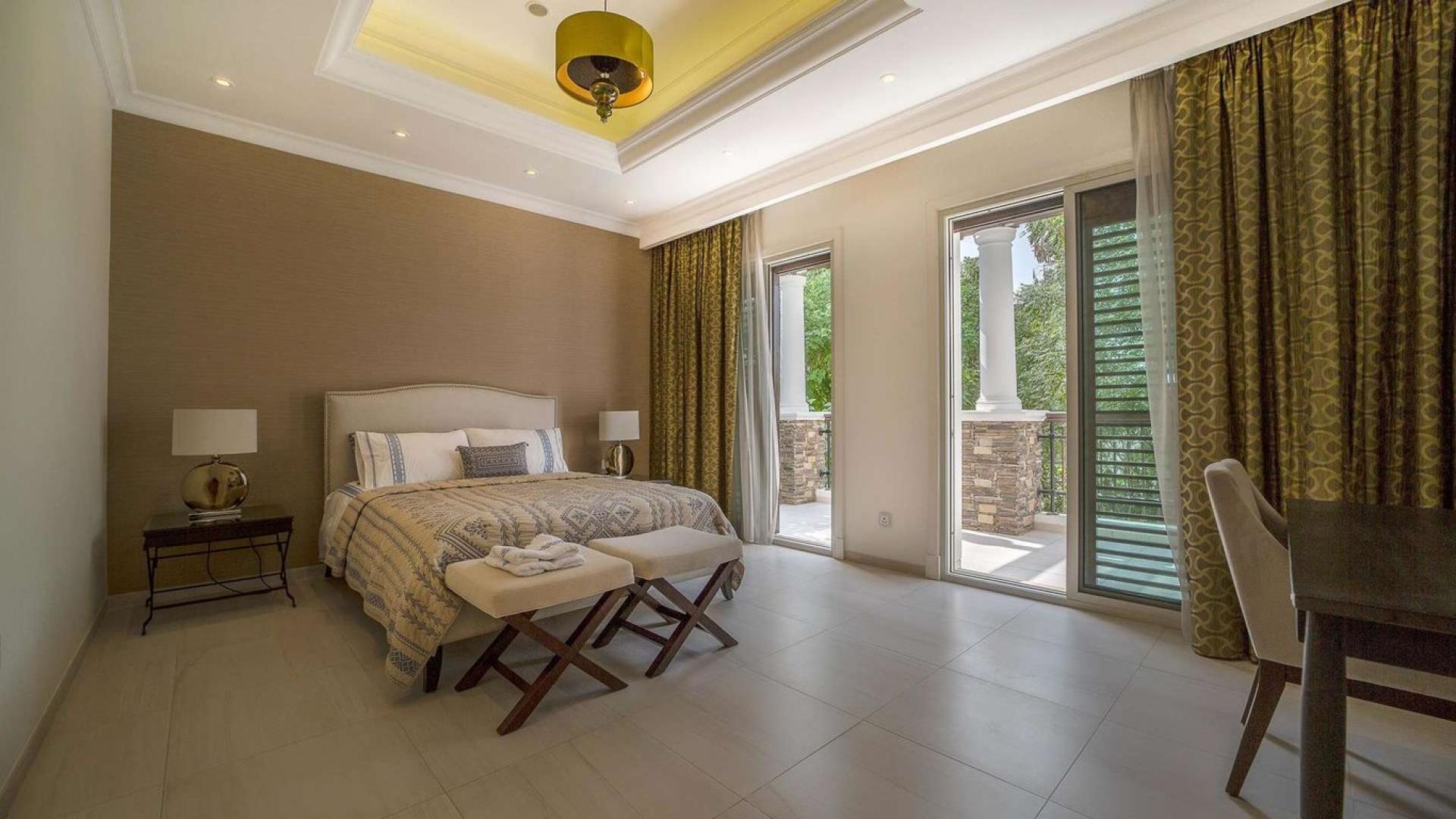 Luxurious bedroom in four-bedroom villa, District One, MBR City, Dubai, elegant decor