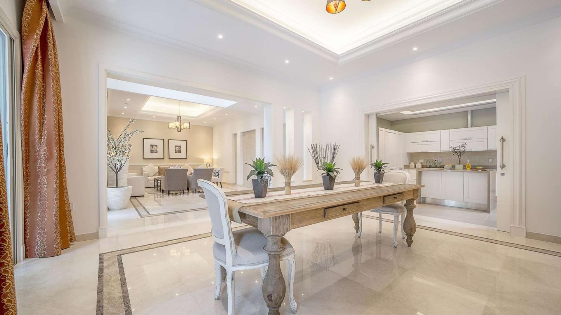 Mediterranean villa dining room with elegant decor in District One, Mohammed Bin Rashid City