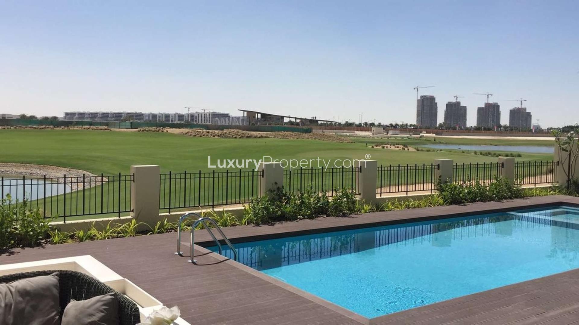 Luxurious living room in 5-bedroom villa, Flora, Damac Hills, elegant furnishings and decor