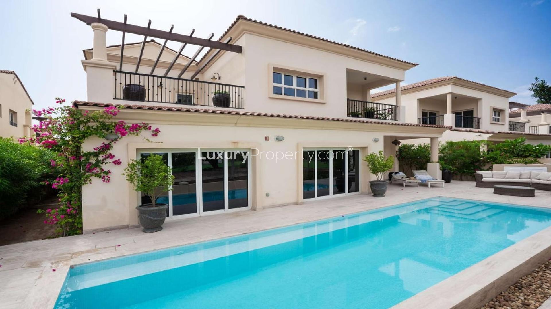 Exterior view of 5-bedroom villa in Wildflower, Jumeirah Golf Estates, for sale