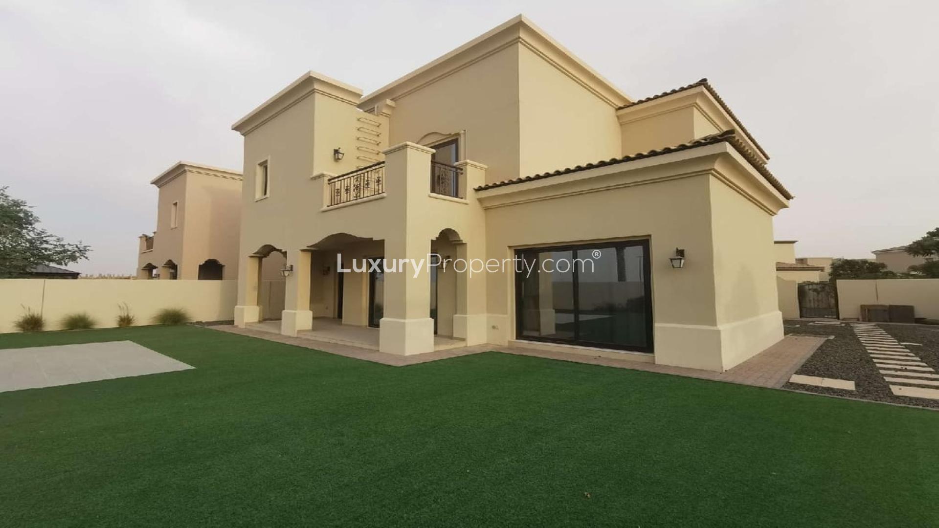 Exterior view of Type 5 villa in Lila, Arabian Ranches 2, featuring large plot