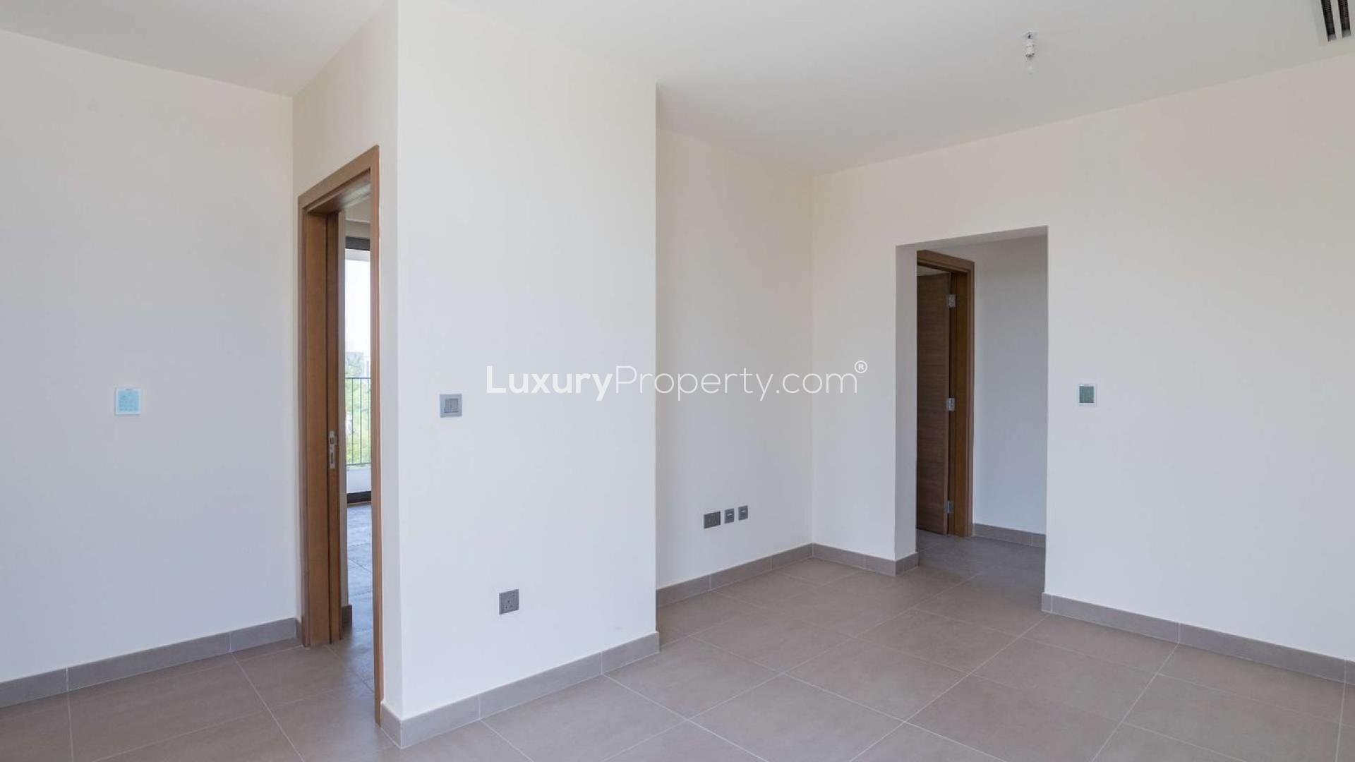 Luxurious 5-bedroom Sidra Villa exterior in Dubai Hills Estate with driveway and modern design