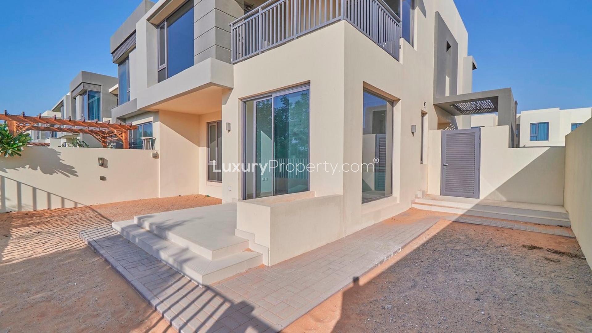 Modern villa exterior in Maple, Dubai Hills Estate, featuring spacious layout and stylish design