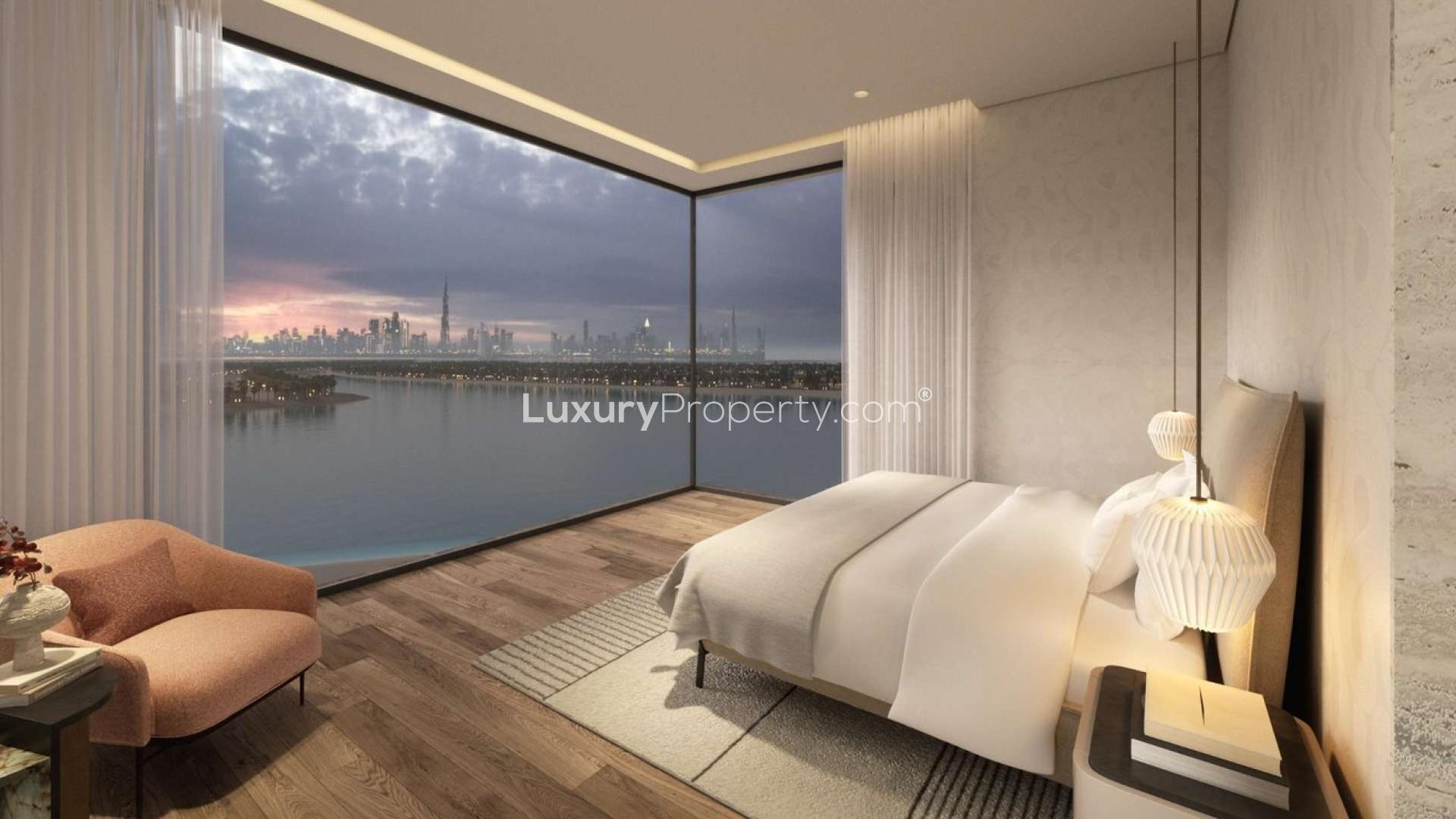 Rare beachfront villa with modern design, pool, and lush greenery in Palm Jumeirah, Dubai