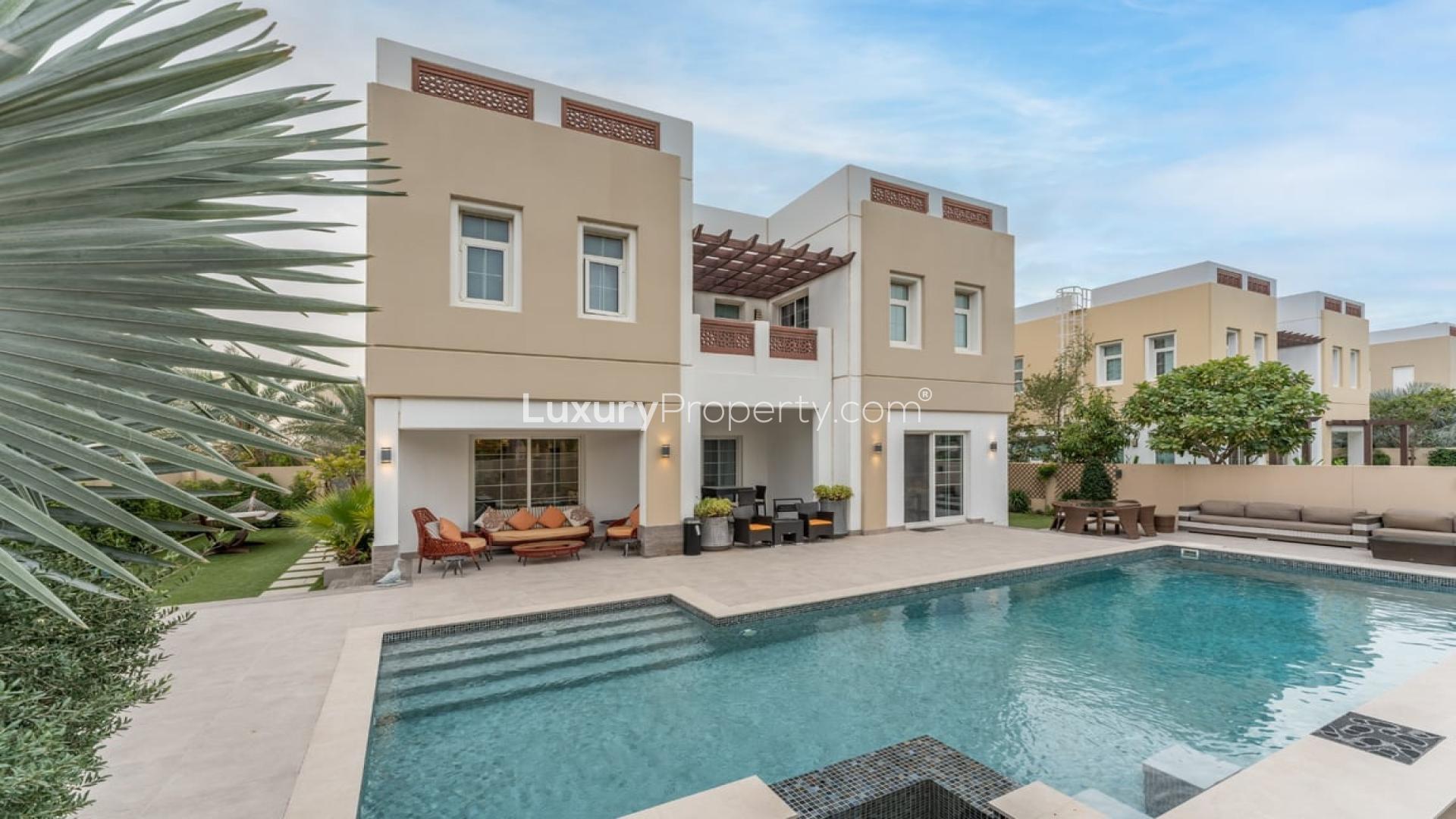 Luxurious living room in upgraded single-row corner villa, Mudon Rahat community