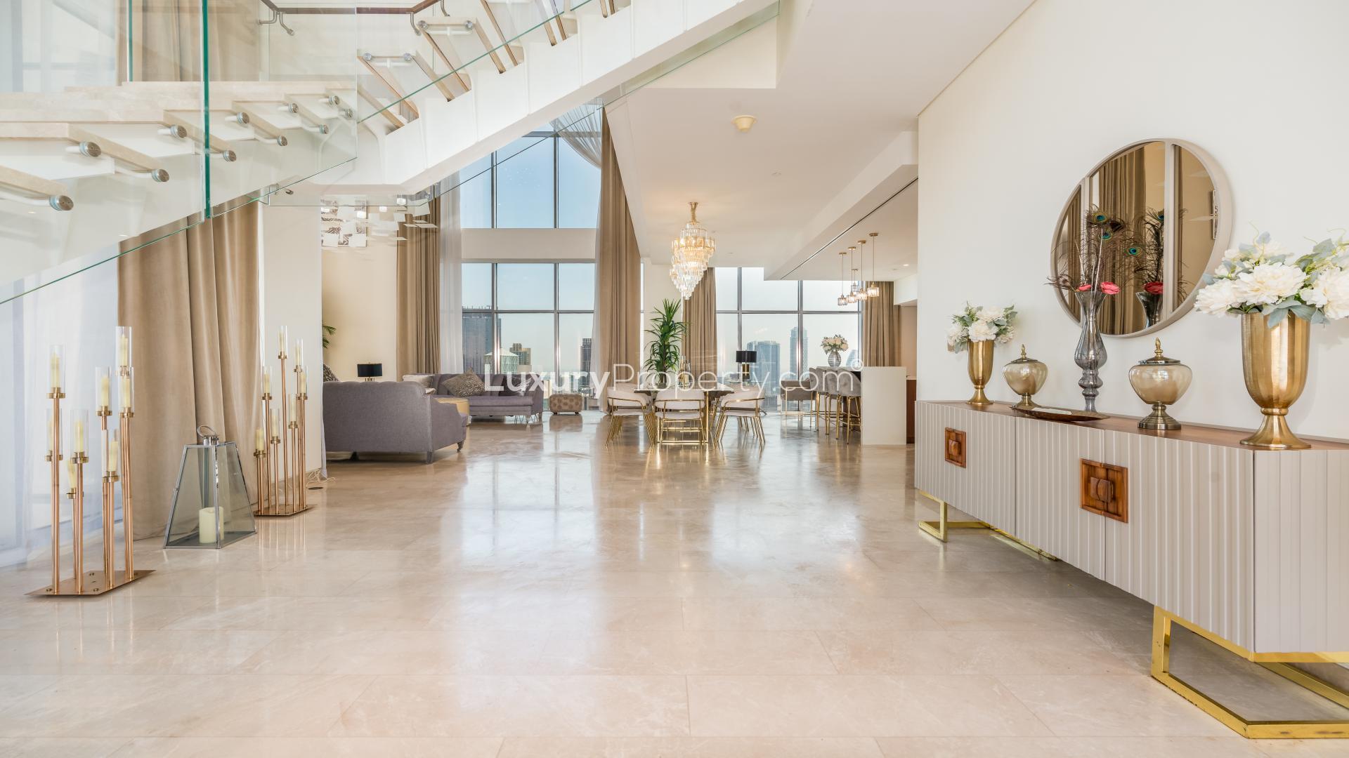 Luxurious interior of 5-bedroom duplex penthouse in Boulevard Crescent, Downtown Dubai