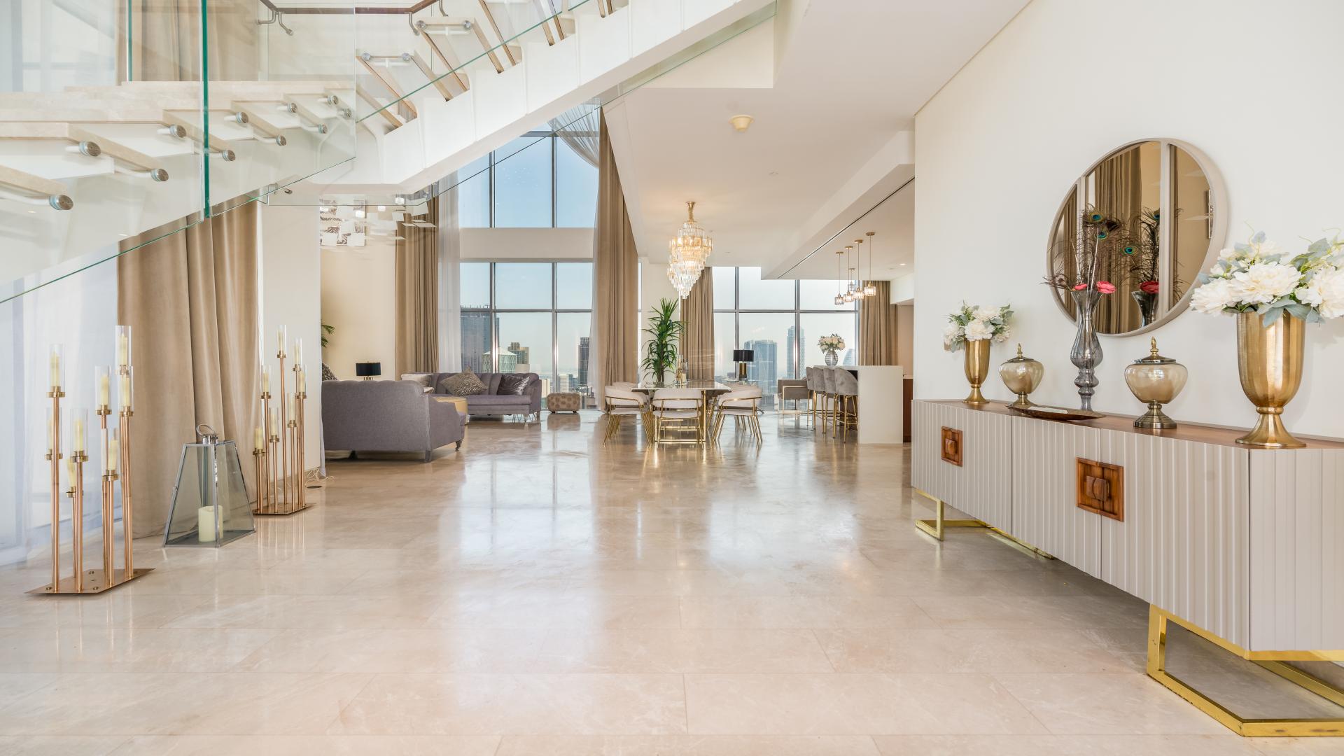 Luxurious interior of 5-bedroom duplex penthouse in Boulevard Crescent, Downtown Dubai