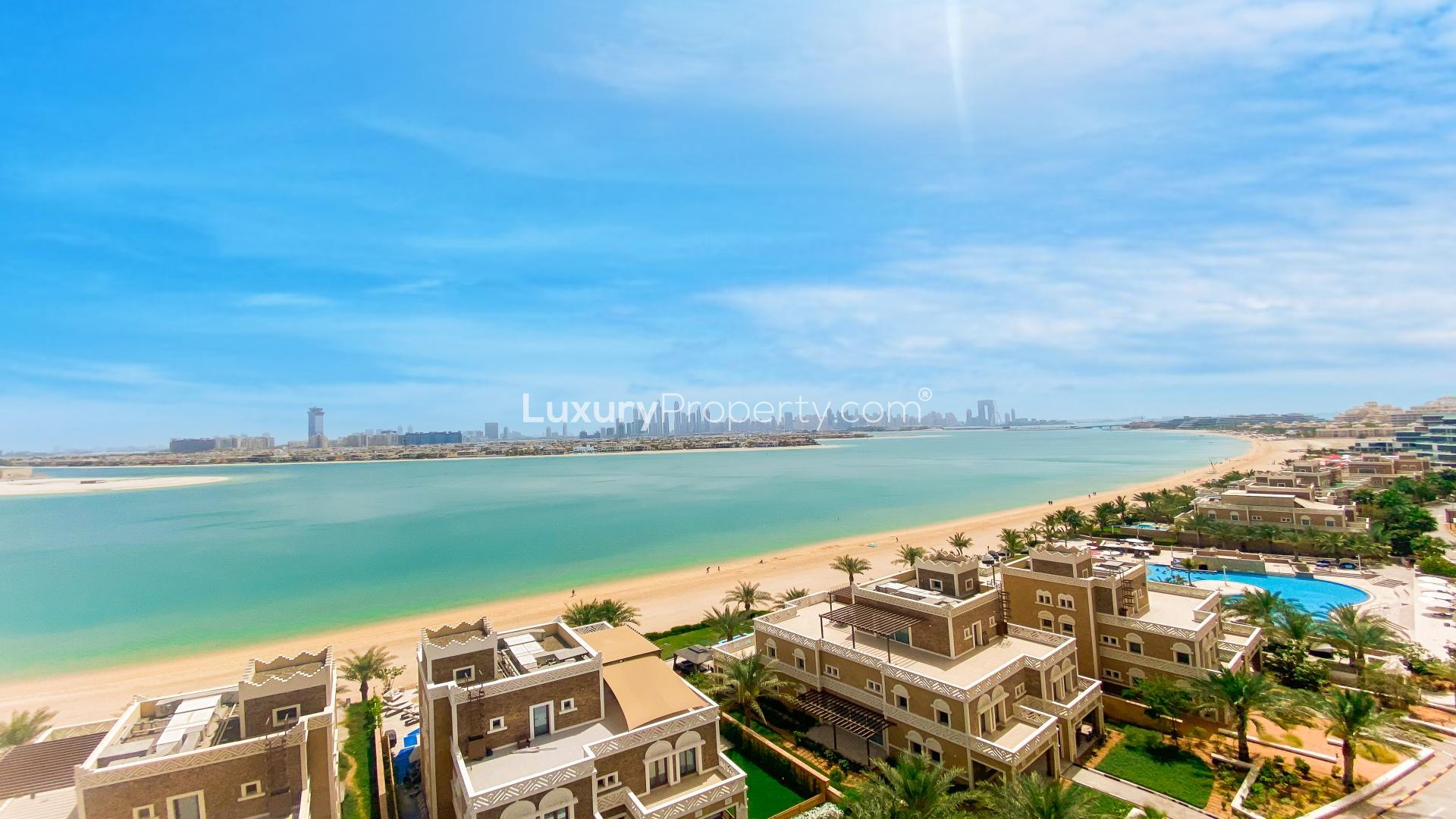 Spacious living room in Balqis Residences apartment, Palm Jumeirah, available for rent