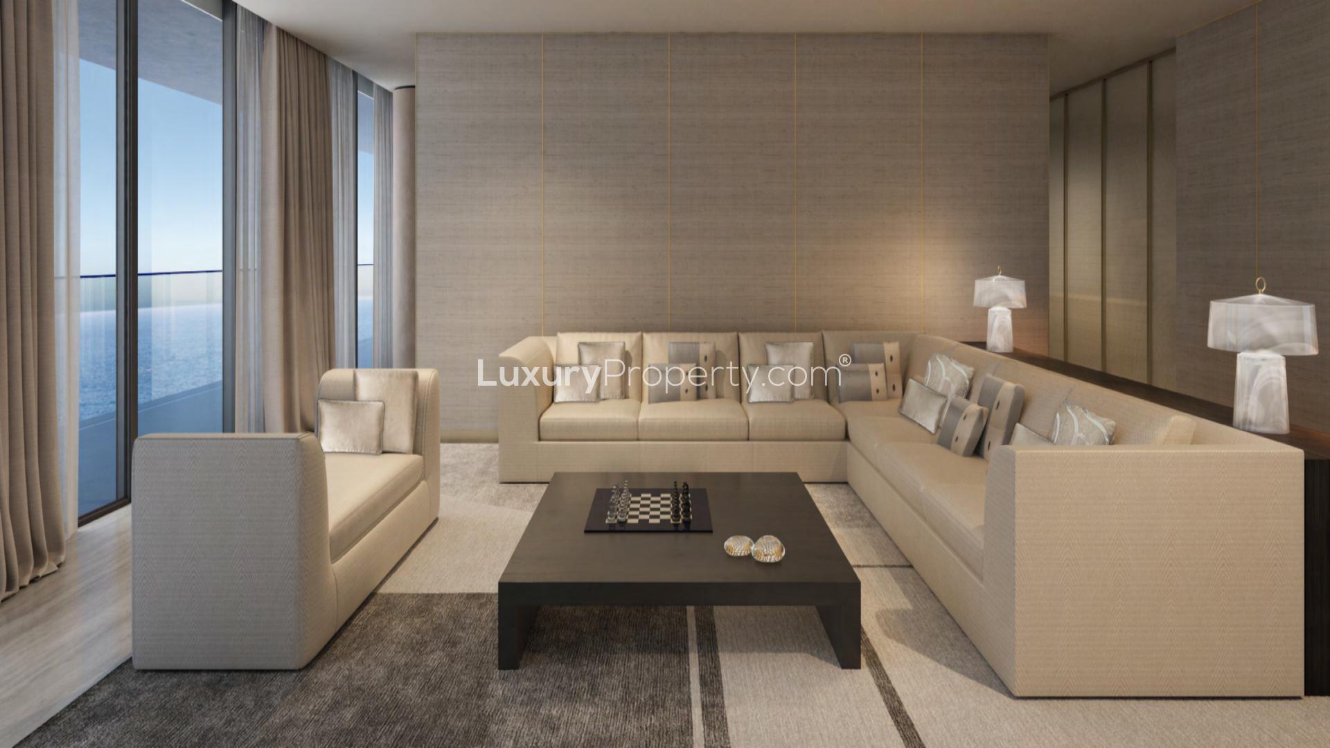 Luxurious Armani Beach Residences overlooking turquoise waters in Palm Jumeirah, Dubai