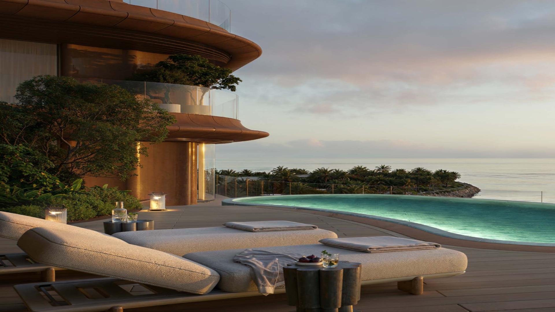 Luxurious dining room in 5-bedroom Jumeirah Asora Bay apartment with ocean view