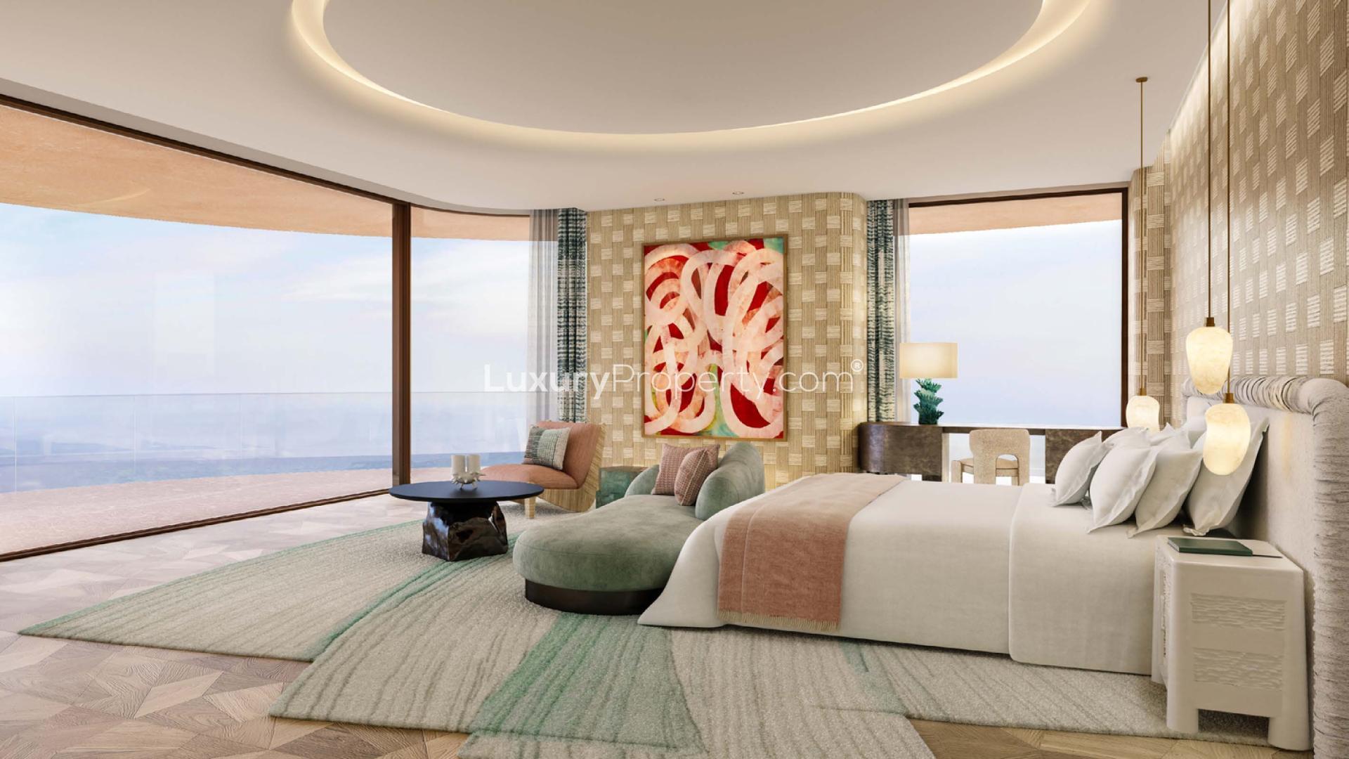 Luxurious Jumeirah Asora Bay apartment terrace with ocean view and infinity pool
