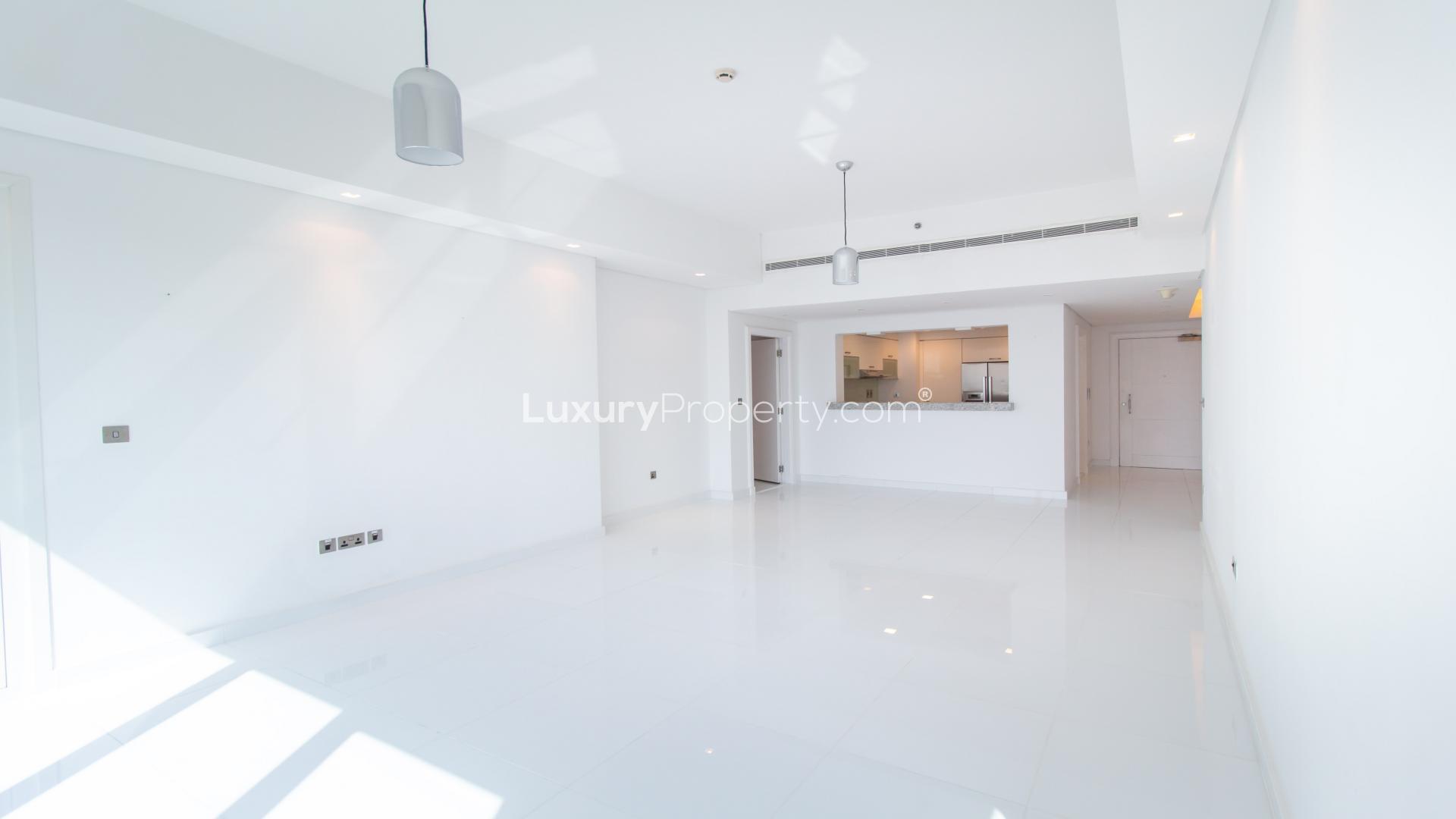 Spacious, light-filled living area in Palm Jumeirah apartment for sale, Marina Residences