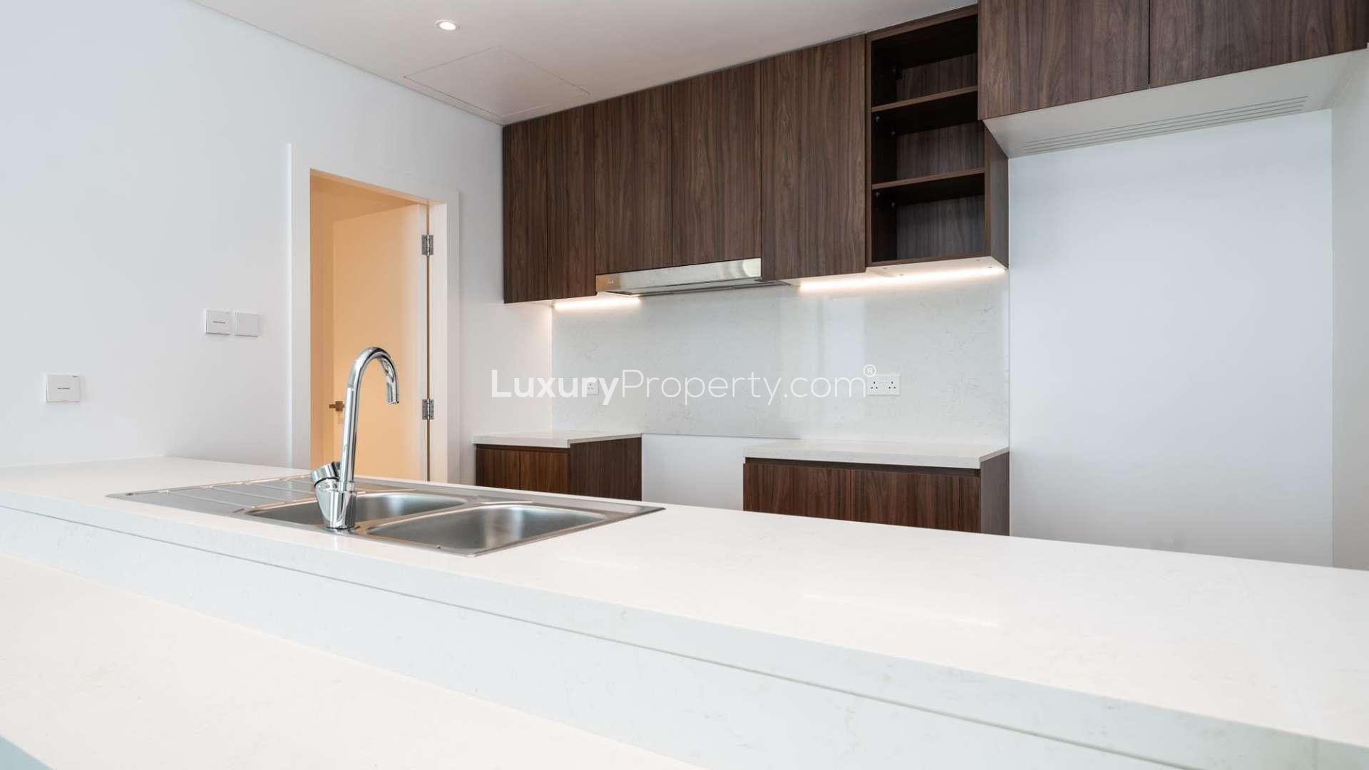 Scenic view from 1-bed apartment for sale, overlooking Dubai Marina and skyline in La Mer