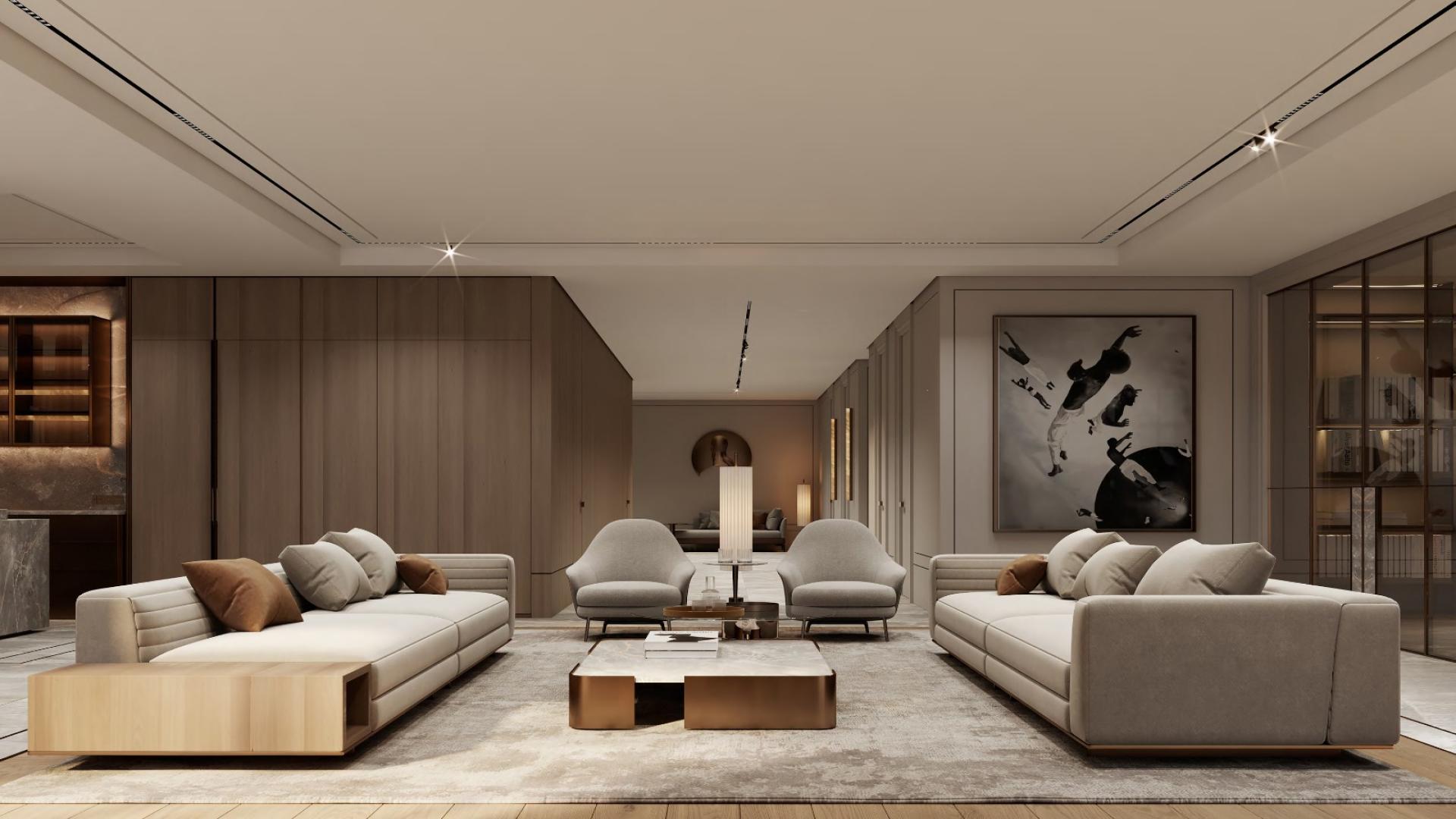 Modern interior design of Raffles Residences apartment on Palm Jumeirah