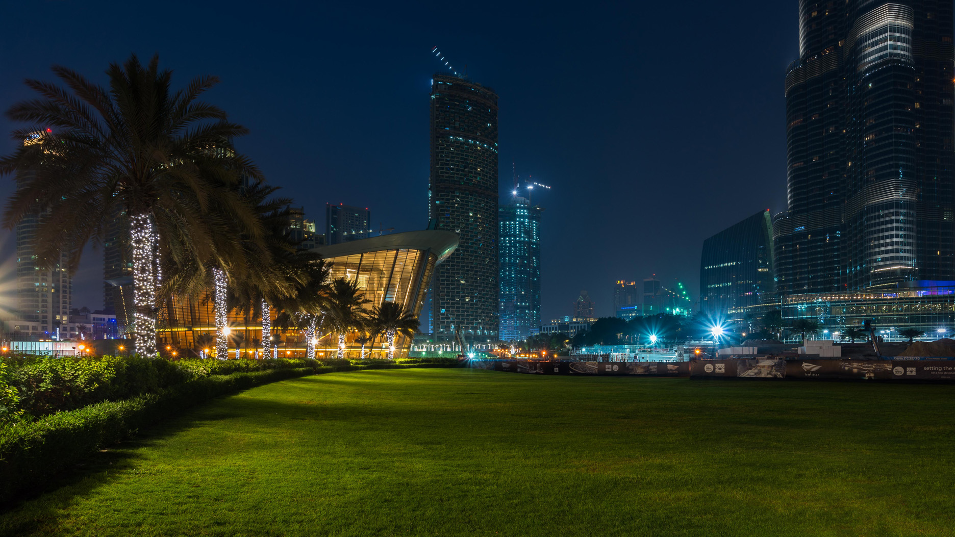 Downtown Dubai skyline view from The Address Residences, featuring Burj Khalifa and canal