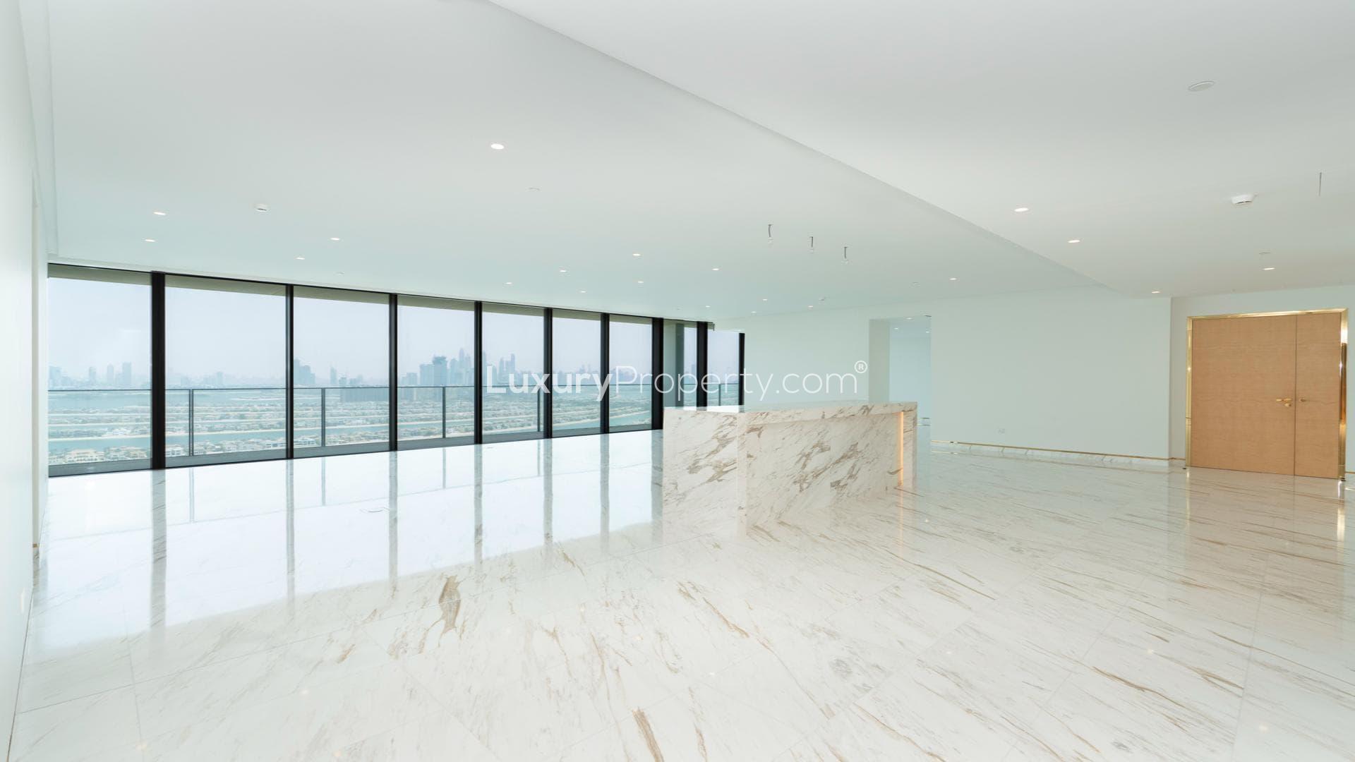 Luxurious open-plan living area in Palm Jumeirah apartment, Atlantis The Royal Residences