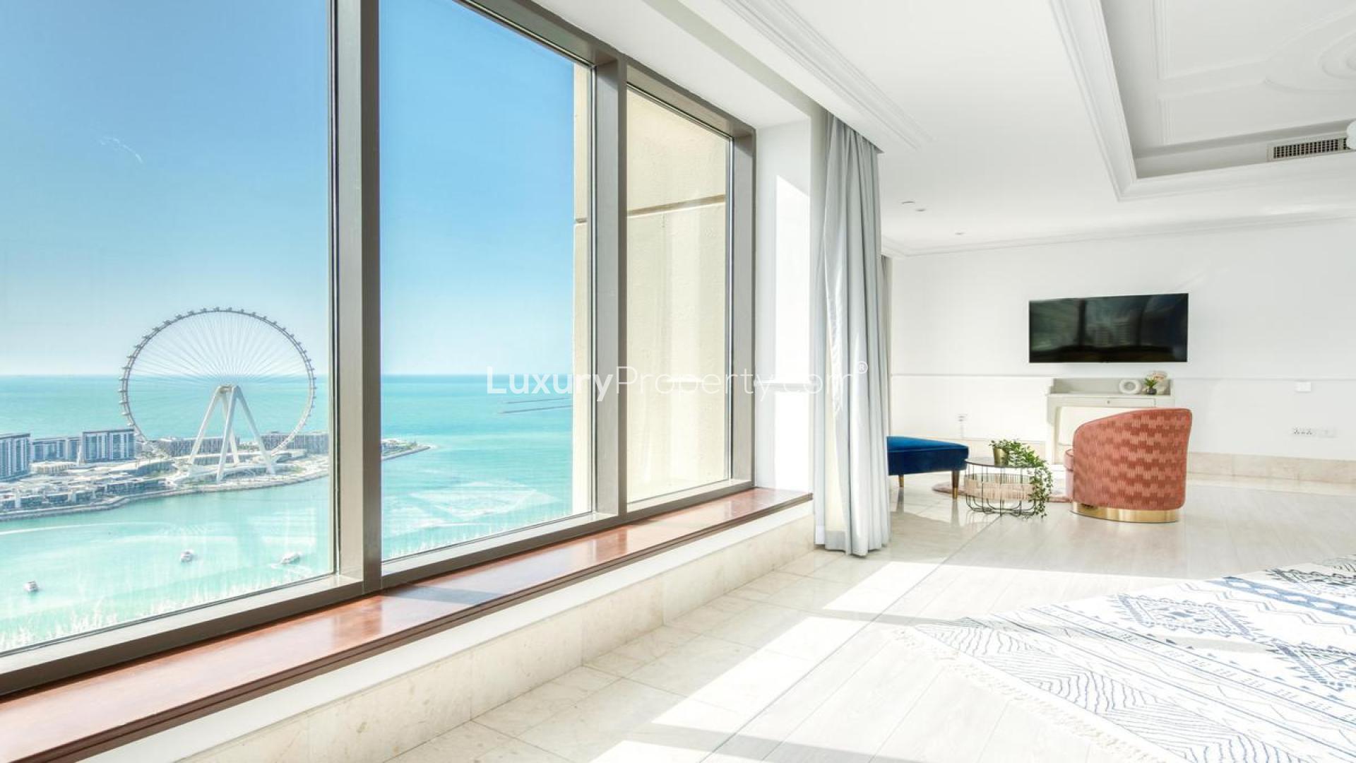 Luxury penthouse living room with elegant decor in Jumeirah Beach Residence, Rimal