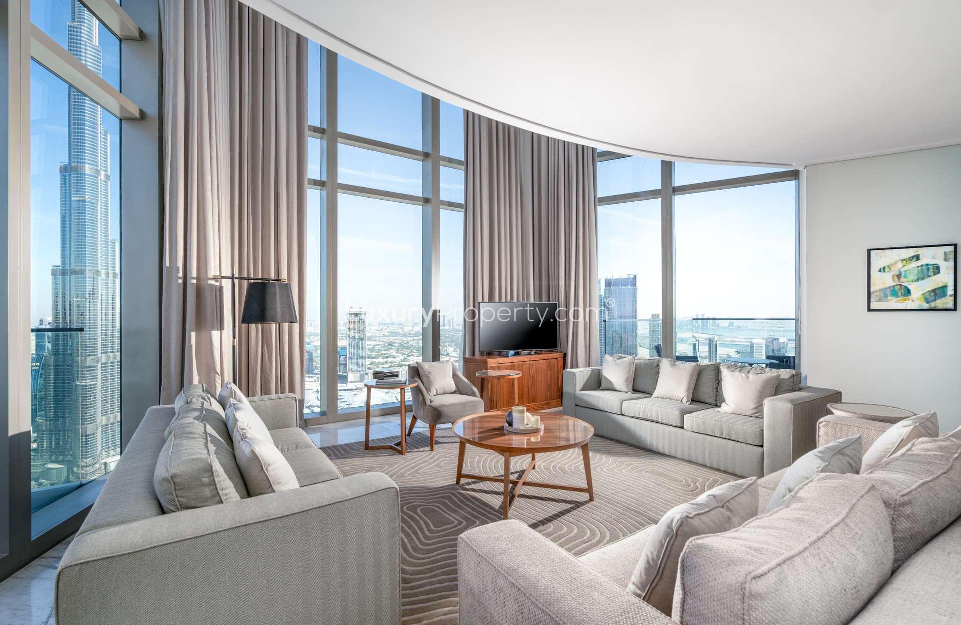 View from 5-bedroom duplex penthouse in Vida Residences, Downtown Dubai, overlooking city skyline