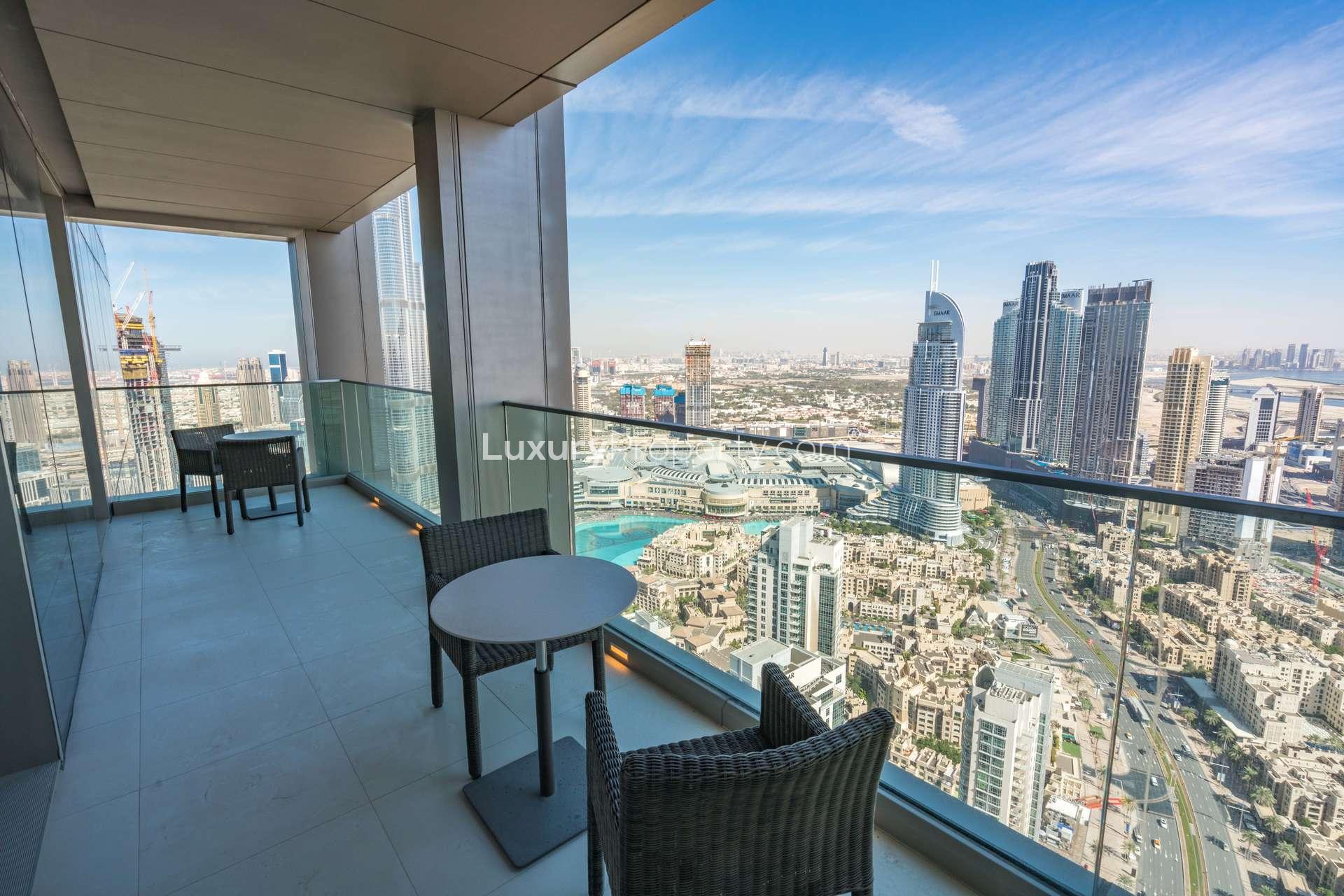 Balcony view from 5-bedroom penthouse in Vida Residences, Downtown Dubai, with city skyline