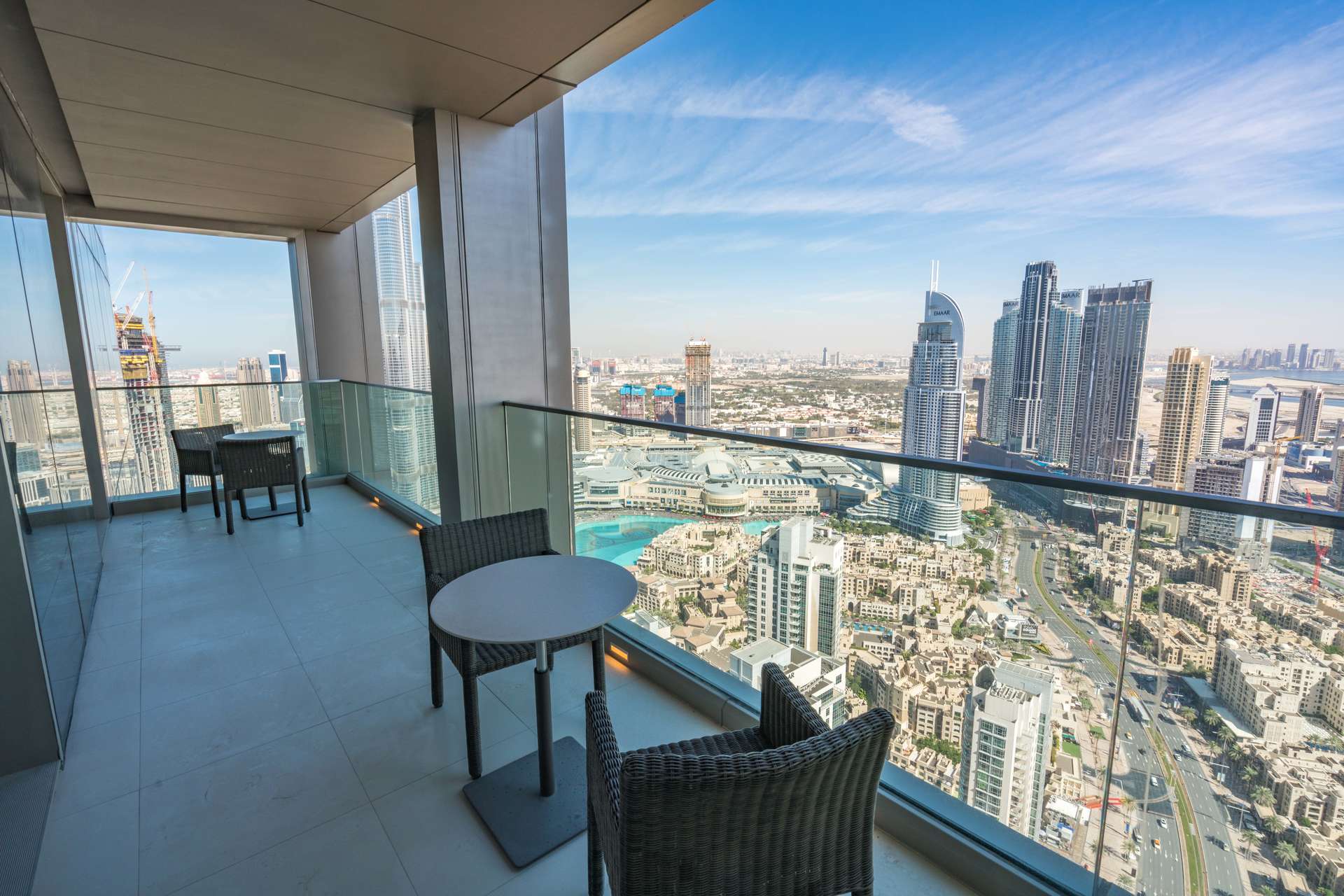 Balcony view from 5-bedroom penthouse in Vida Residences, Downtown Dubai, with city skyline