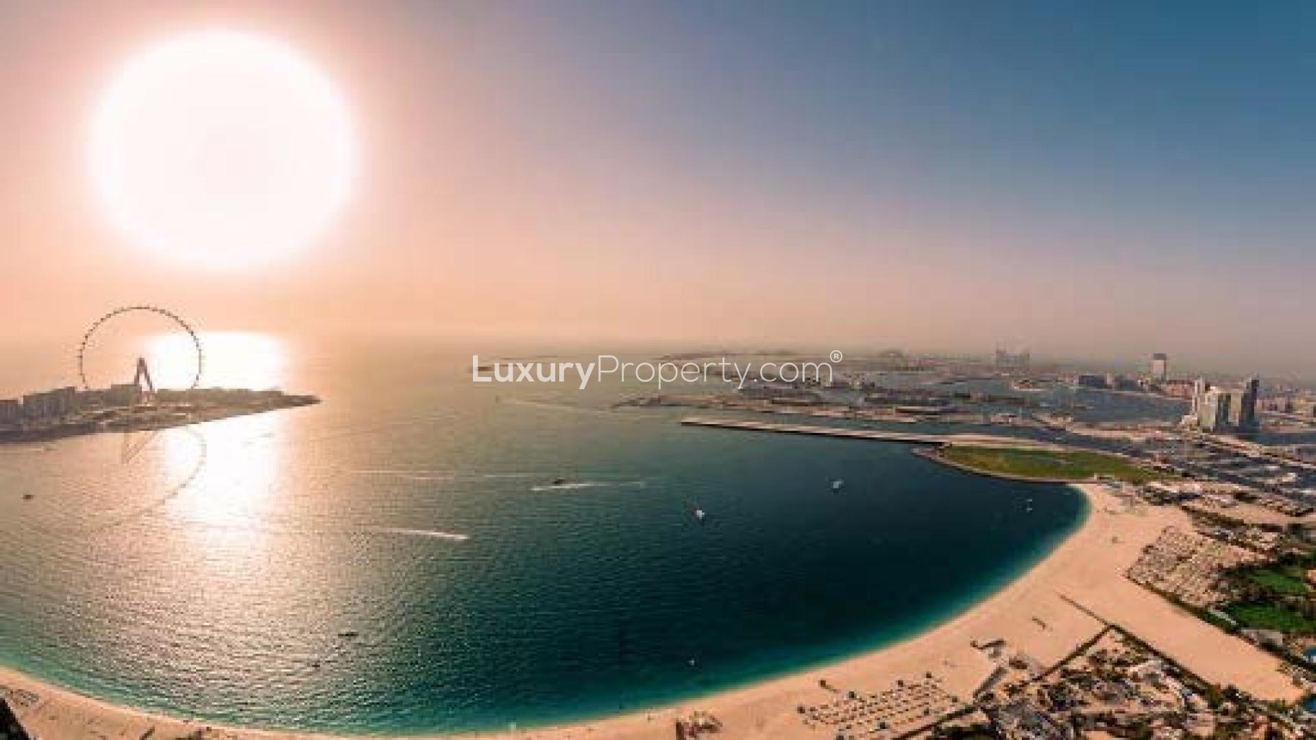 Modern hallway in luxury Jumeirah Beach Residence penthouse, featuring sleek design and ambient lighting