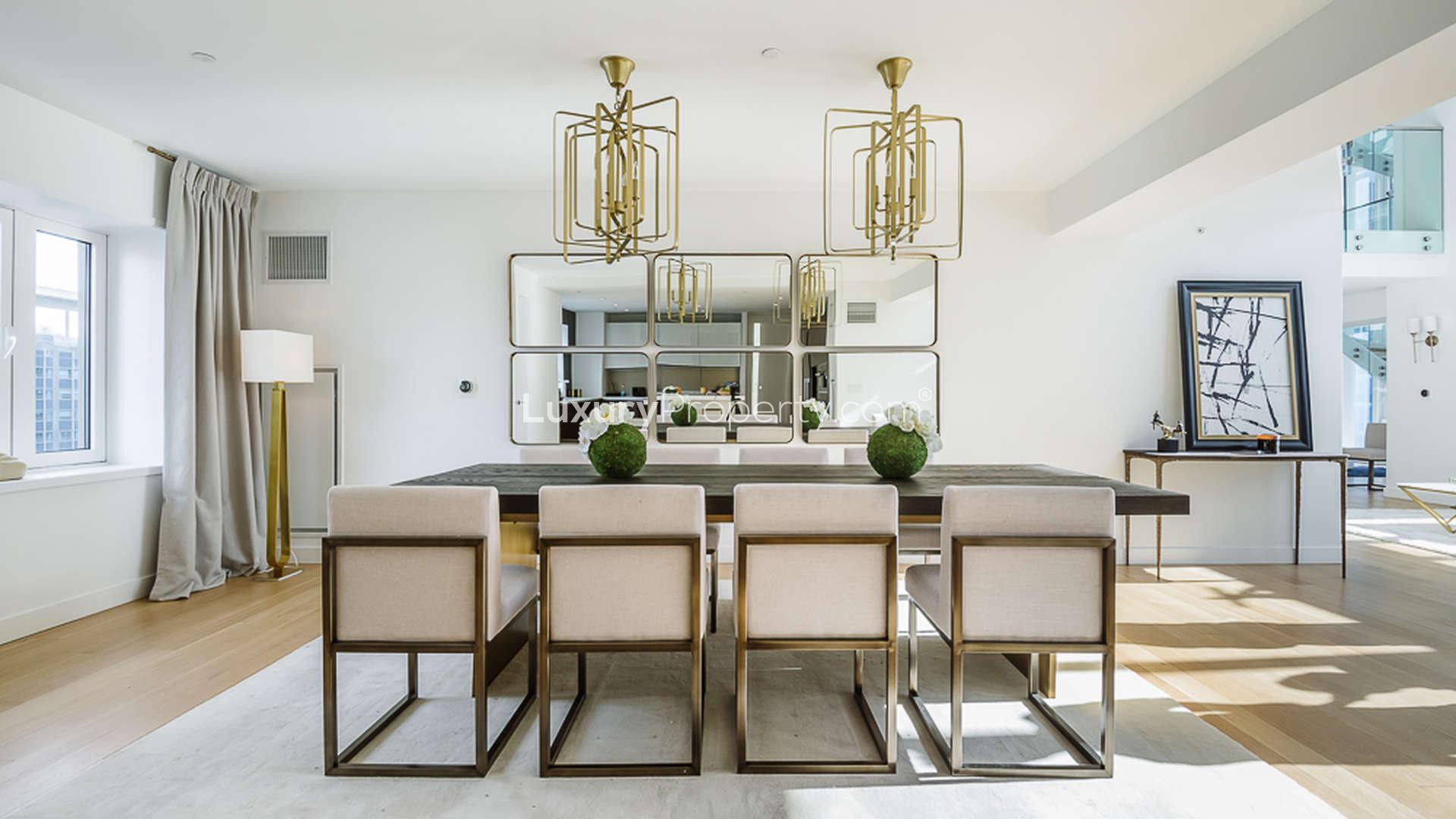 Luxurious living room in Manhattan penthouse at 135 West 52nd Street, New York