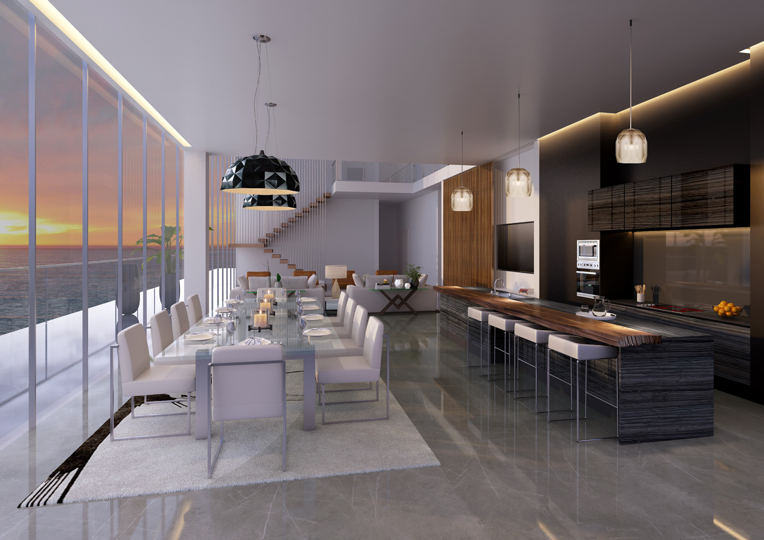 Luxury penthouse bedroom with ocean view at 1 JBR, Jumeirah Beach Residence