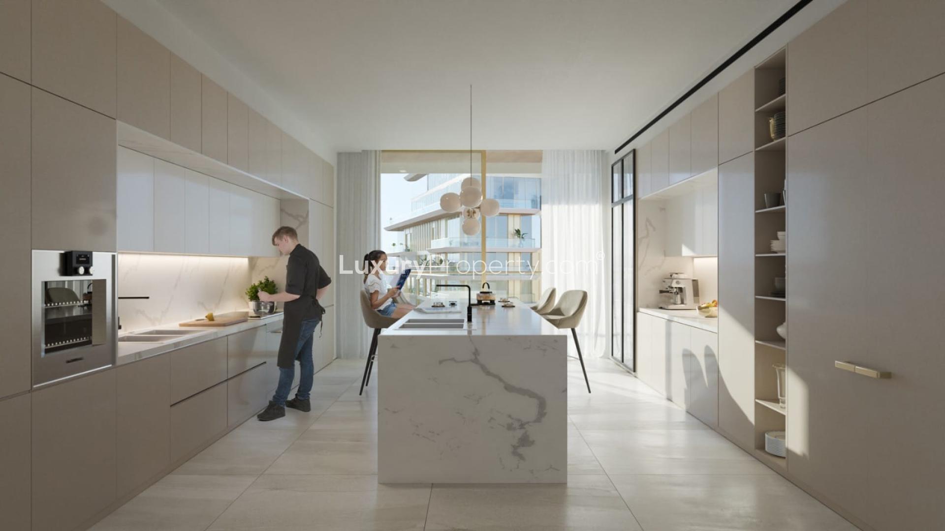 Modern kitchen in 5-bedroom penthouse, Serenia Living Tower 4, Palm Jumeirah, luxury design