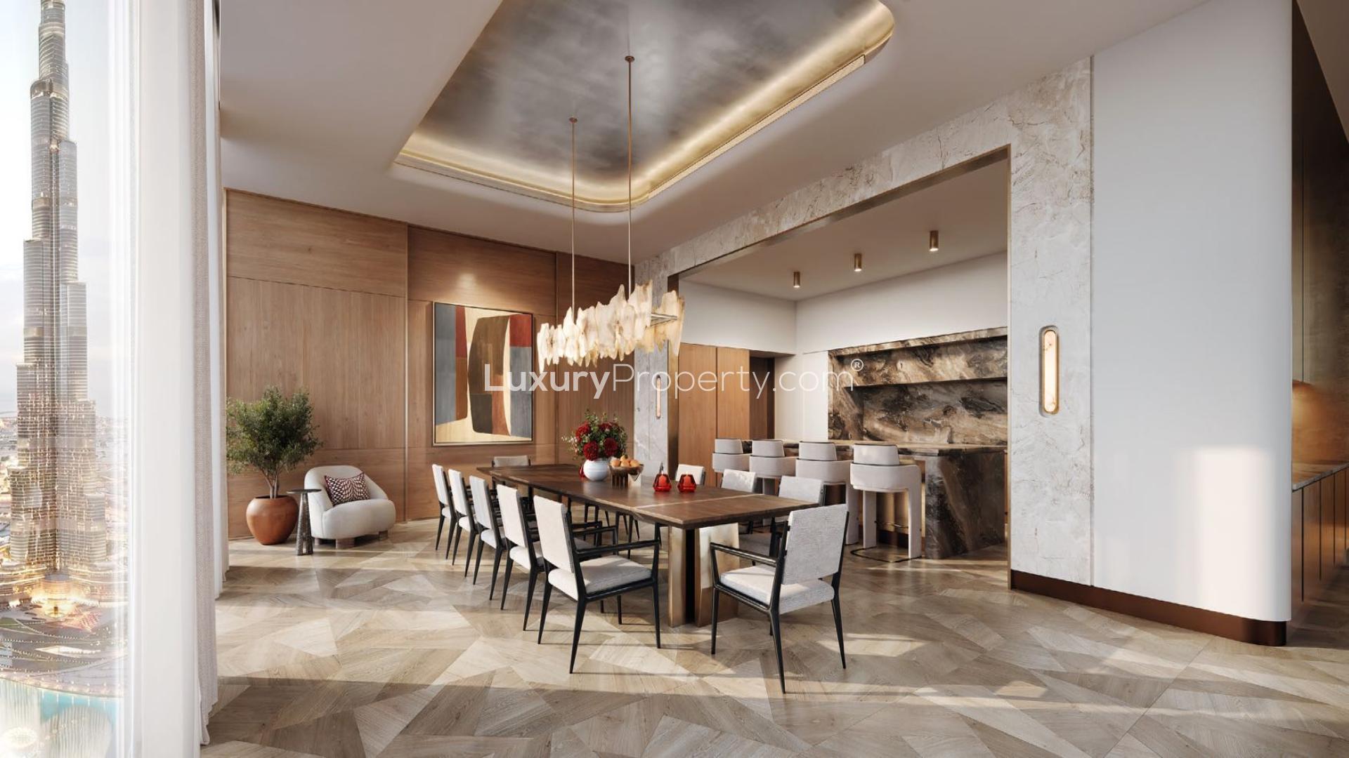 Luxurious living room in 5-bed penthouse, Baccarat Residences, Downtown Dubai, Burj Khalifa area