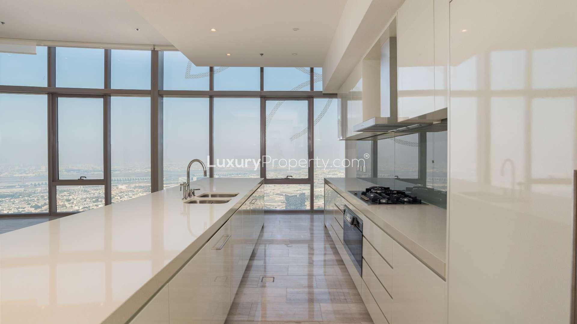 Spacious penthouse interior with marble floors in D1 Tower, Culture Village, Dubai